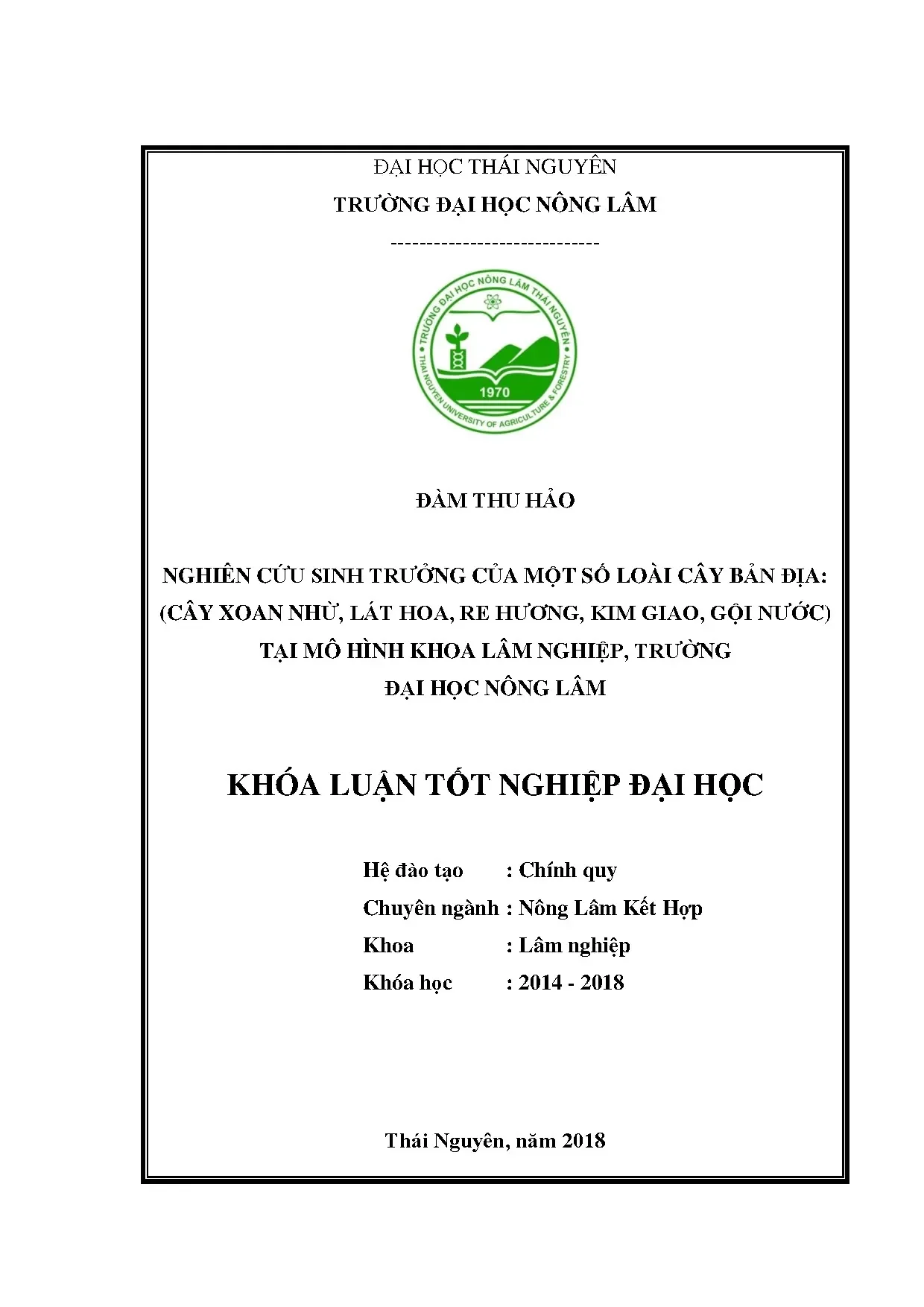 Nghiên cứu sinh trưởng của một số loài cây bản địa cây xoan