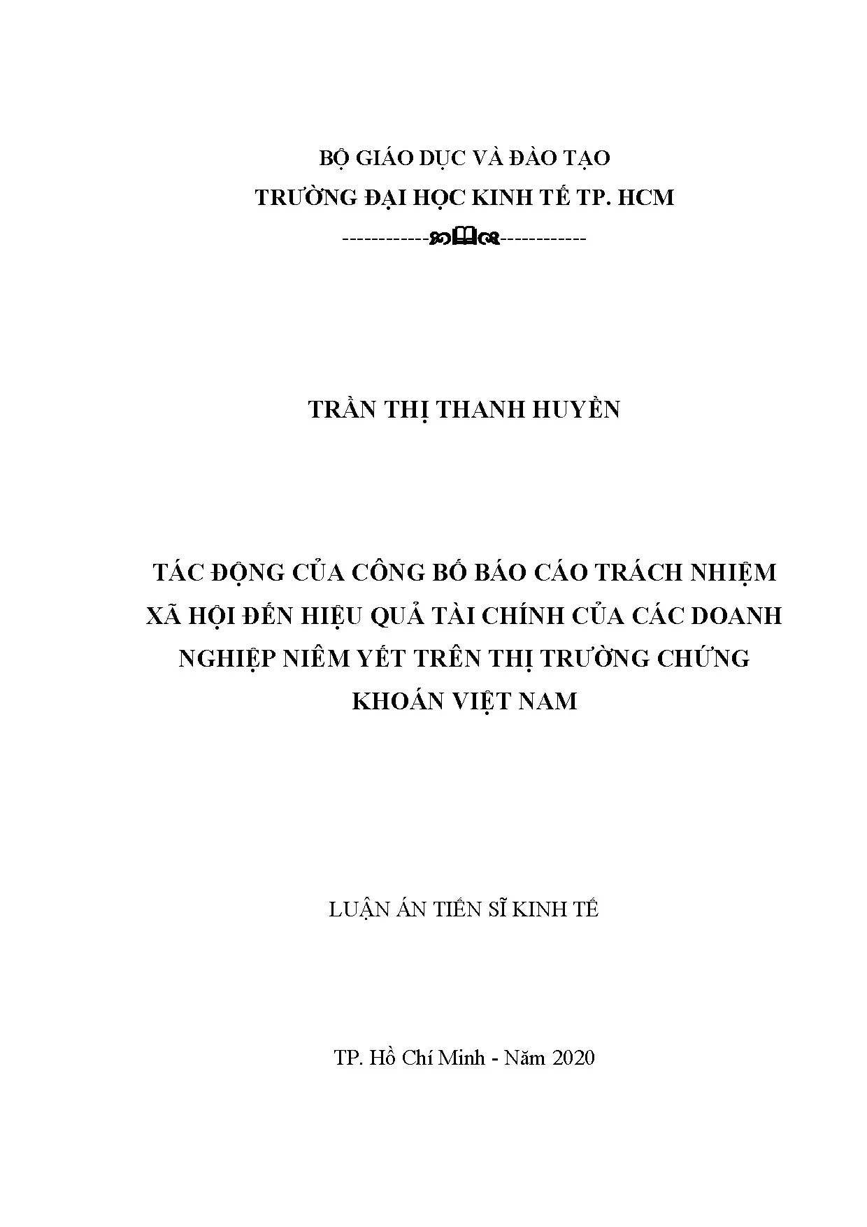 Luận án tiến sĩ tác động của công bố báo cáo trách nhiệm xã