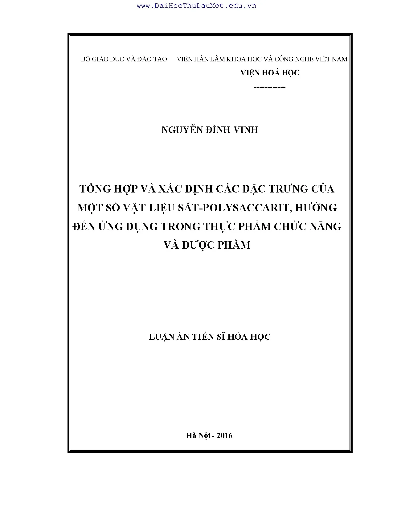 Vật liệu Sắt-Polysaccarit: Tổng hợp và ứng dụng TPCN, Dược phẩm