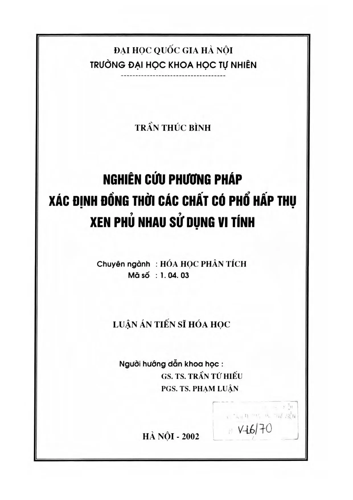 Nghiên cứu phương pháp xác định đồng thời các chất có phổ hấ