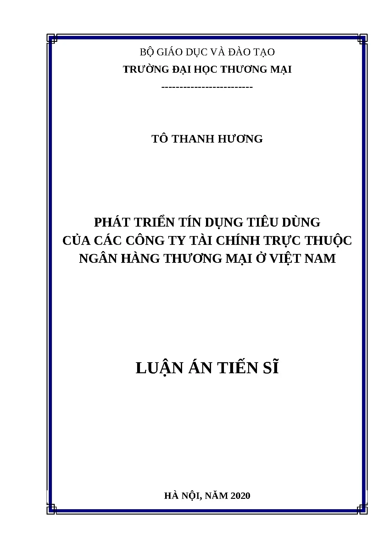 Luận án tiến sĩ kinh doanh thương mại full phát triển tín dụ
