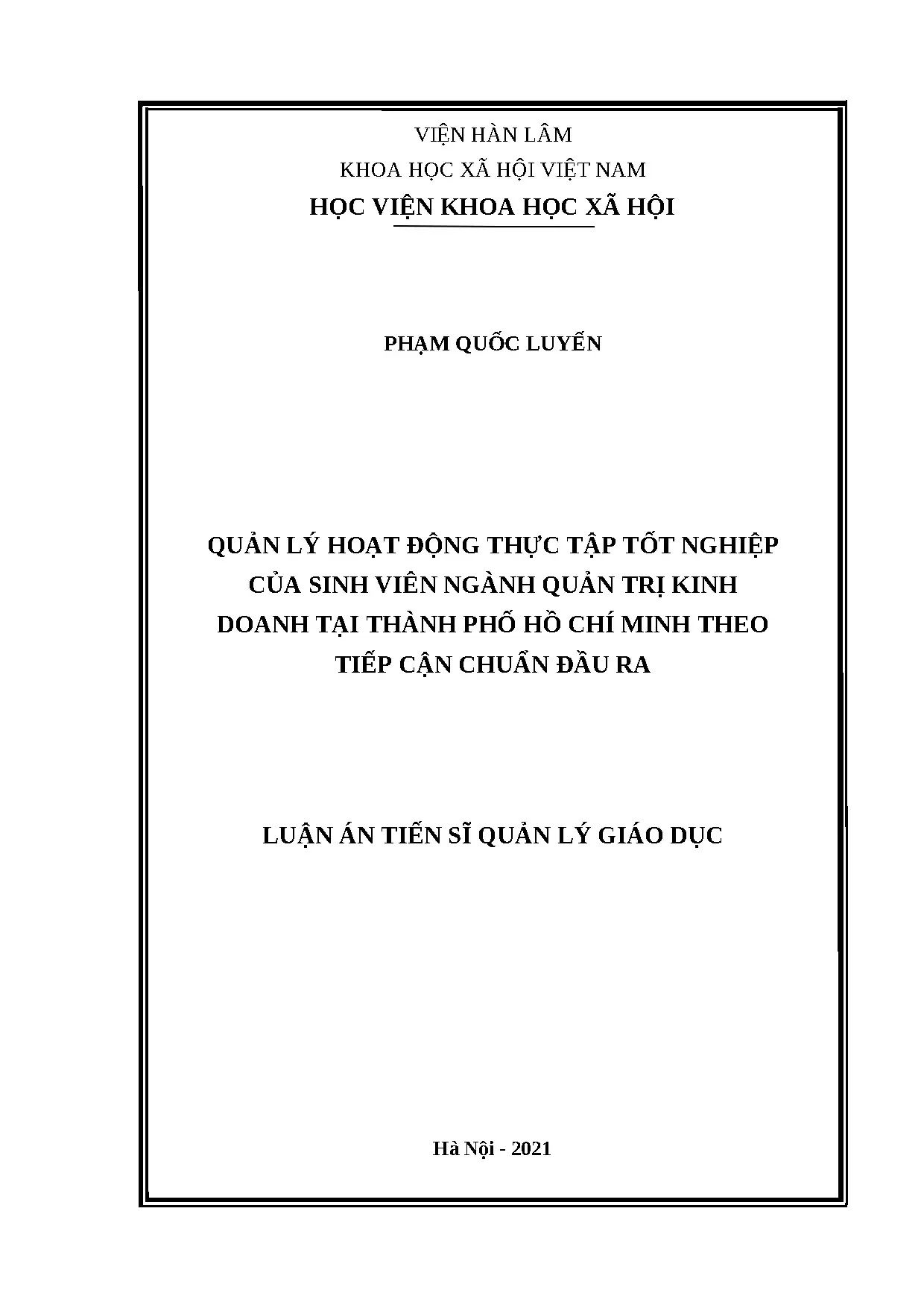 Luận án tiến sĩ quản lý hoạt động thực tập tốt nghiệp của si