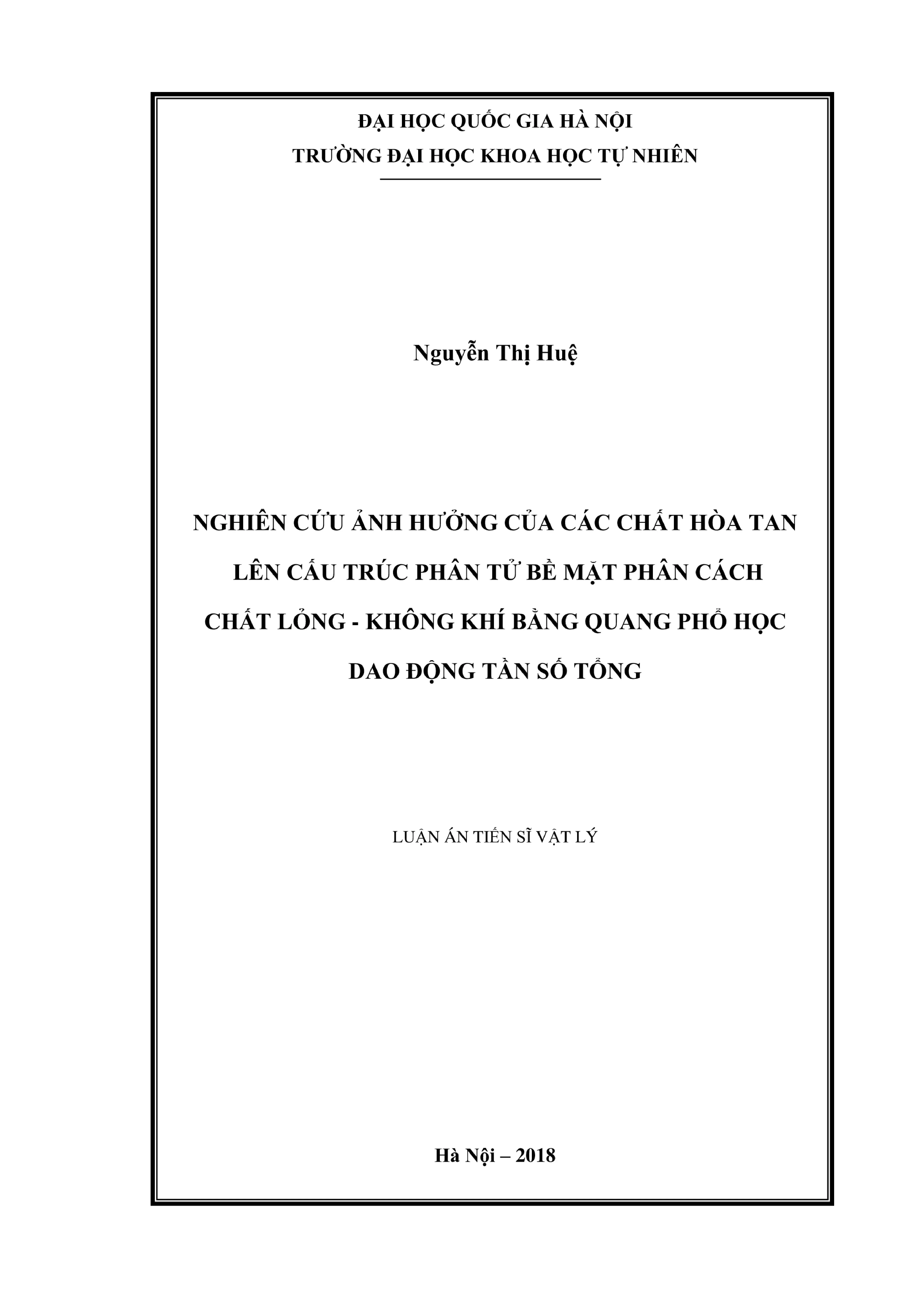 Luận án tiến sĩ nghiên cứu ảnh hưởng của các chất hòa tan lê