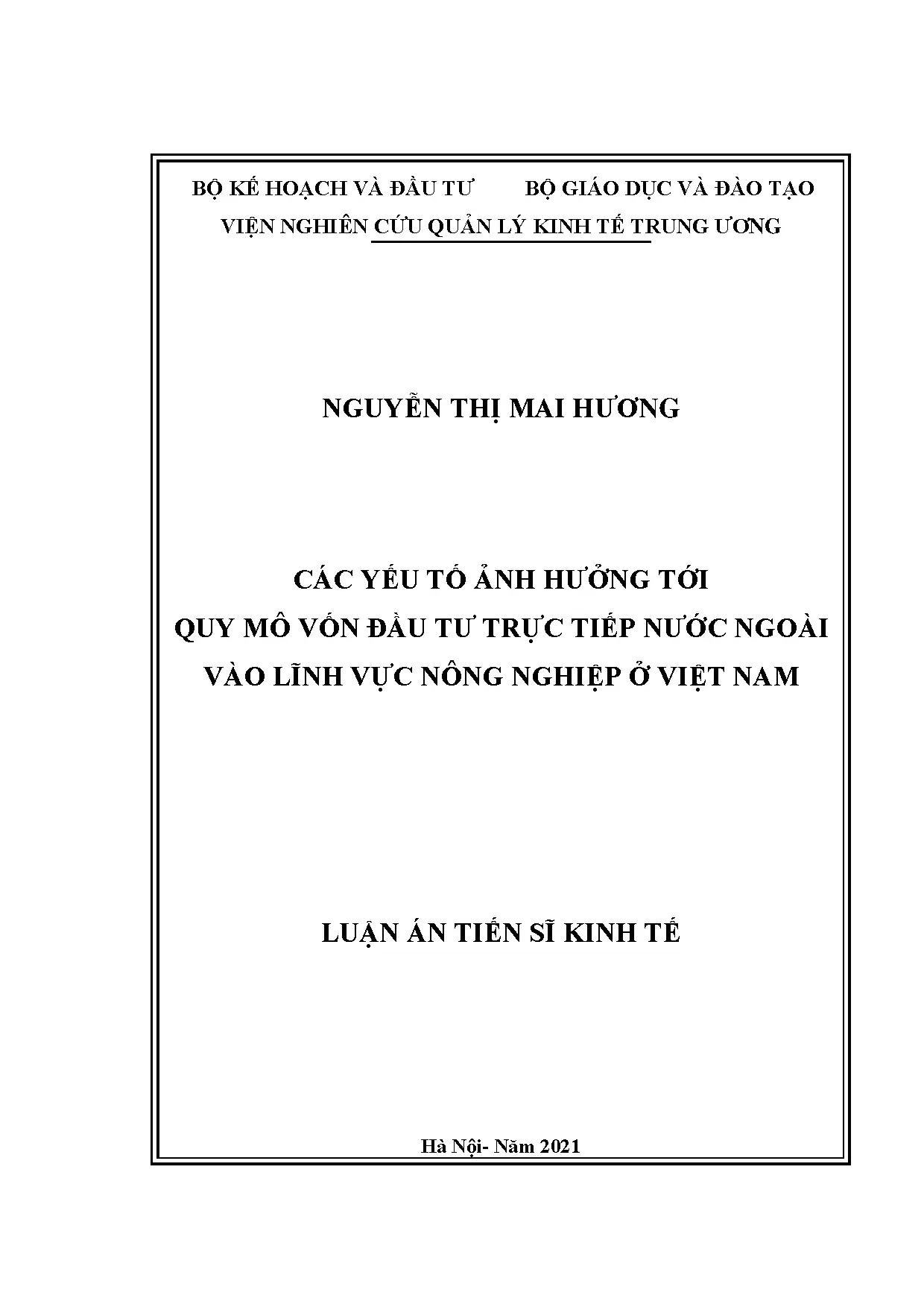 Các yếu tố ảnh hưởng tới quy mô vốn đầu tư trực tiếp nước ng