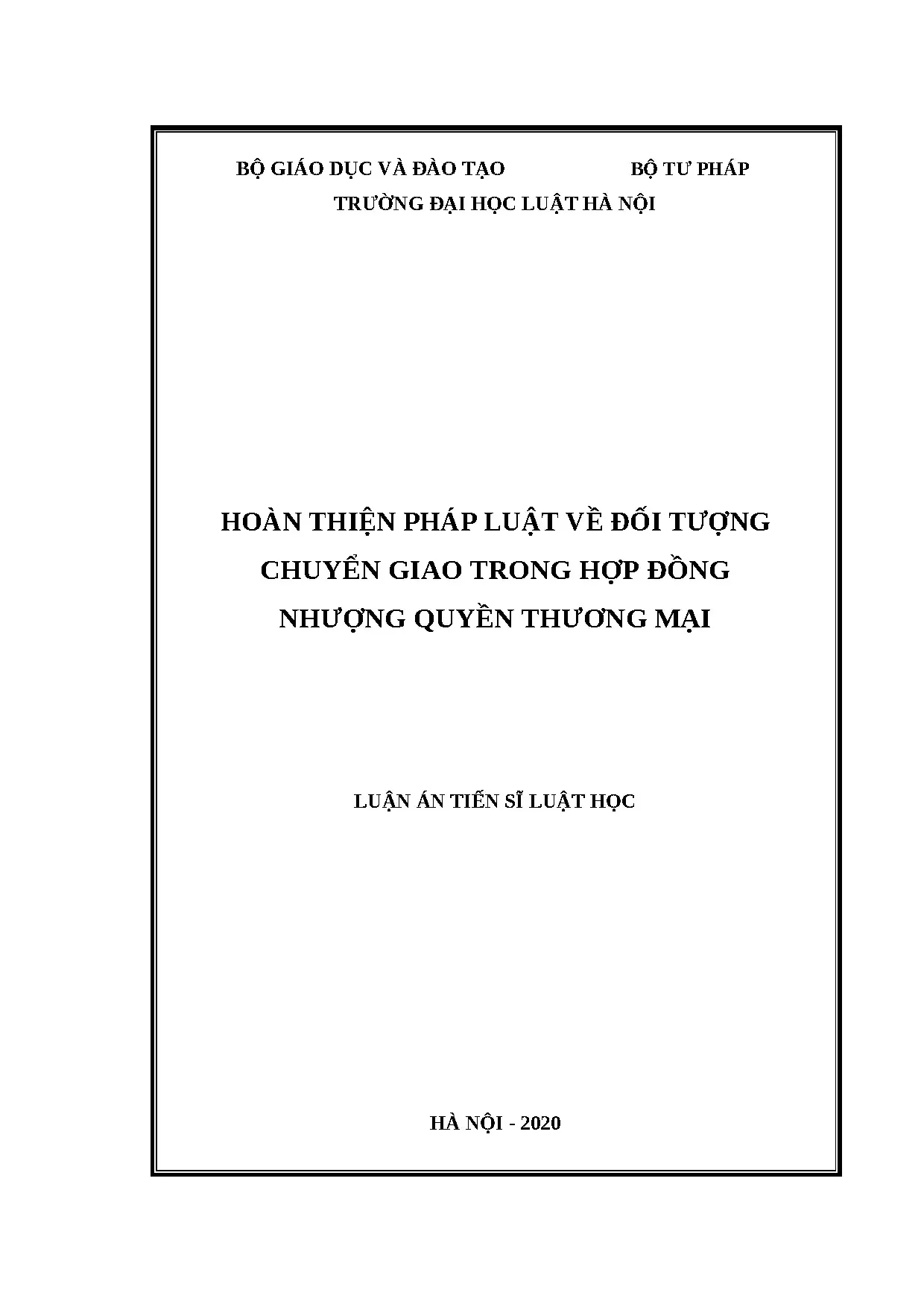 Luận án tiến sĩ hoàn thiện pháp luật điều chỉnh đối tượng ch