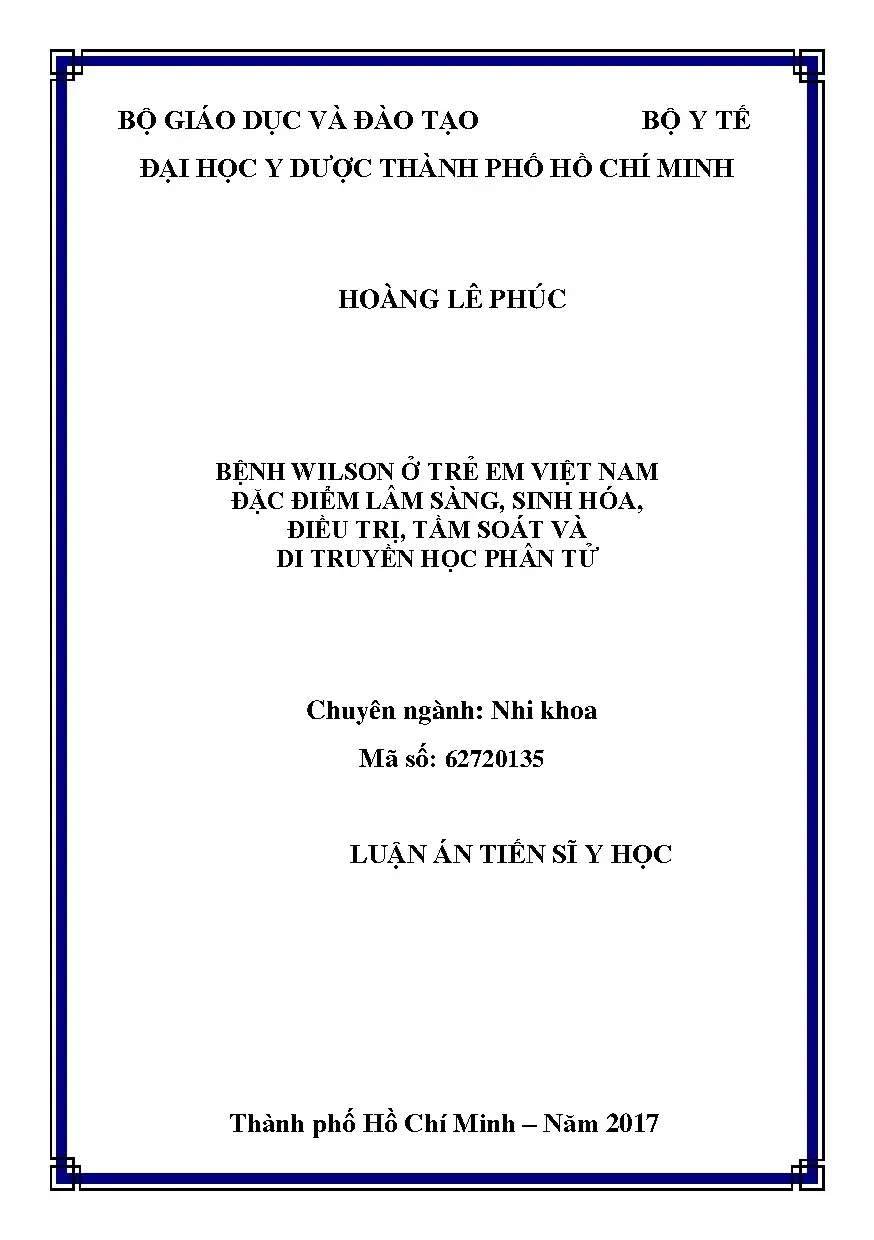 Bệnh Wilson ở trẻ em Việt Nam: Đặc điểm lâm sàng và di truyền
