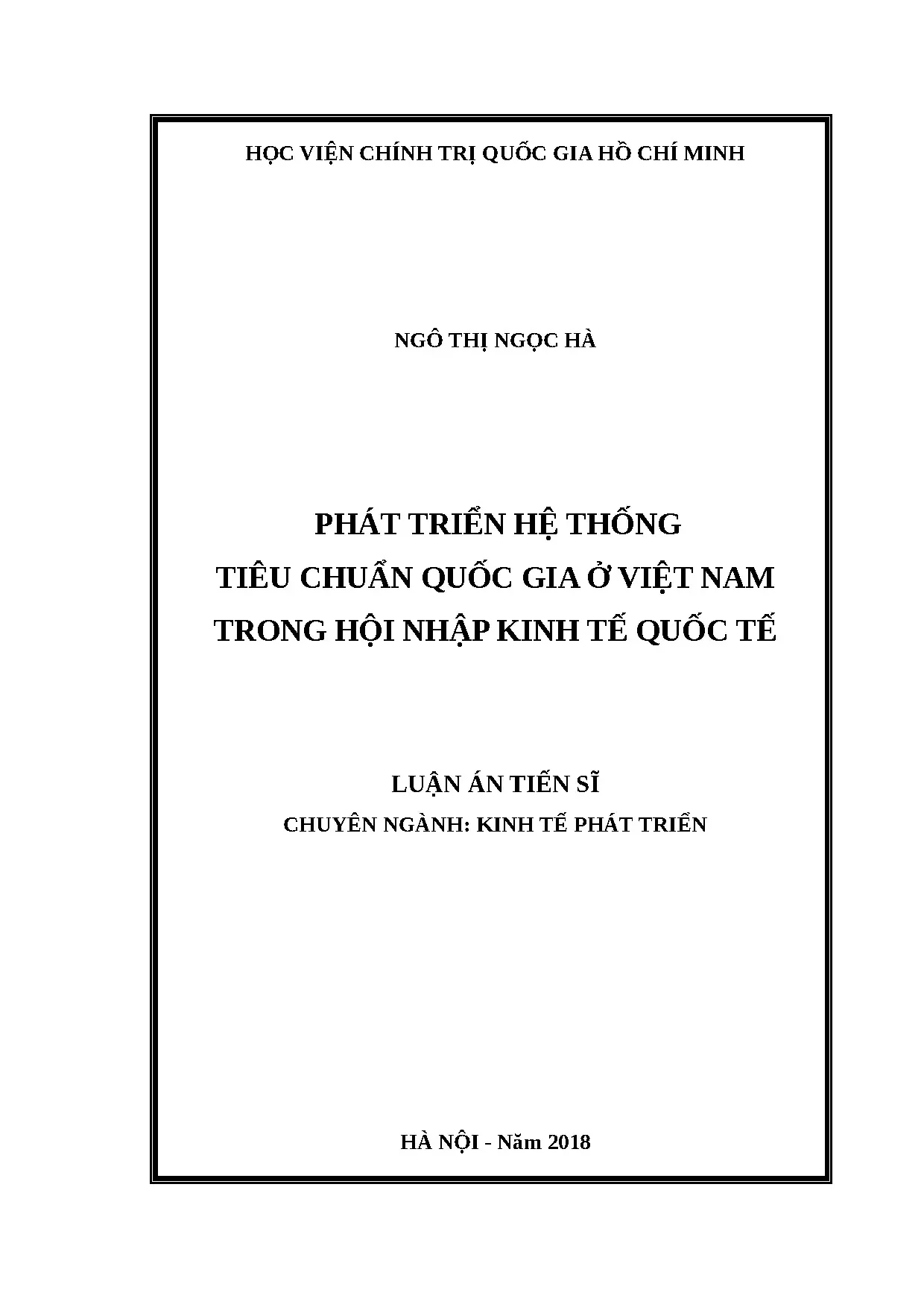 Luận án tiến sĩ phát triển hệ thống tiêu chuẩn quốc gia ở vi