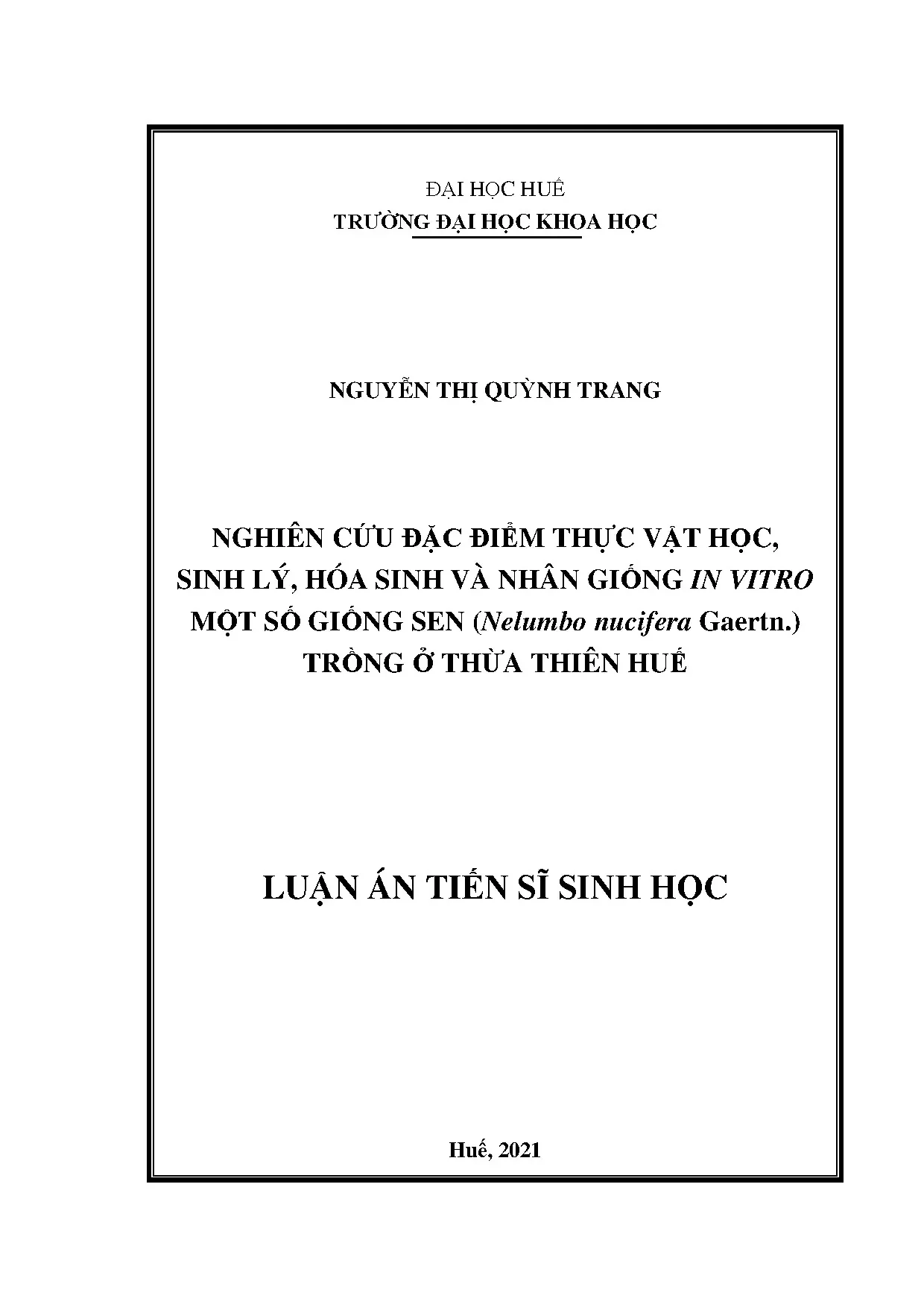 Luận án tiến sĩ nghiên cứu đặc điểm thực vật học sinh lý hóa
