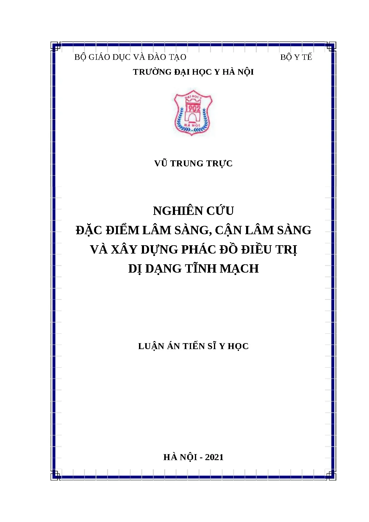 Luận án tiến sĩ nghiên cứu đặc điểm lâm sàng cận lâm sàng và