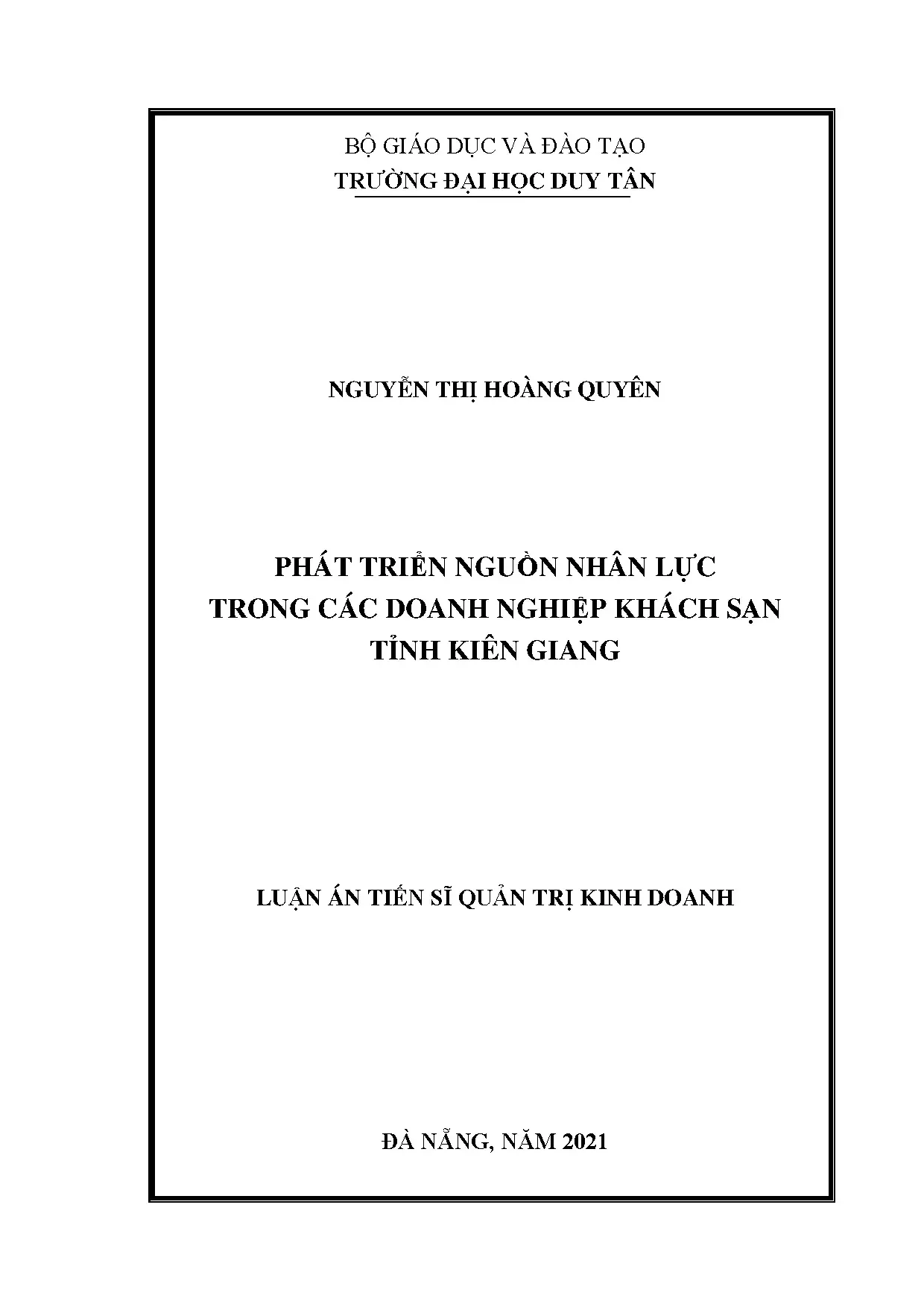 Luận án tiến sĩ phát triển nguồn nhân lực trong các doanh ng
