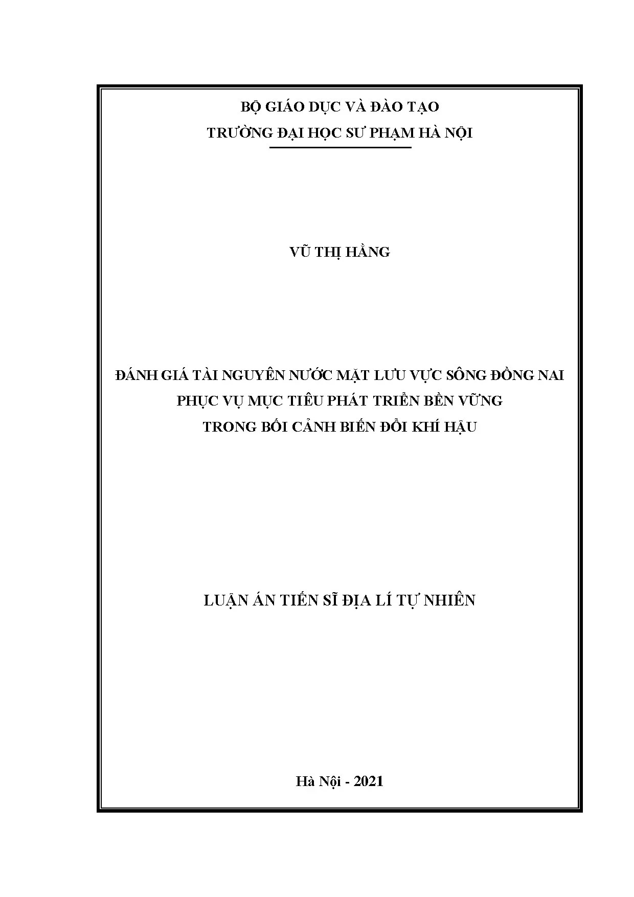 Đánh giá tài nguyên nước mặt lưu vực sông đồng nai phục vụ m