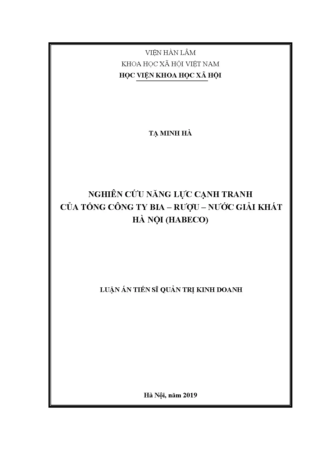 Nghiên cứu năng lực cạnh tranh của Habeco