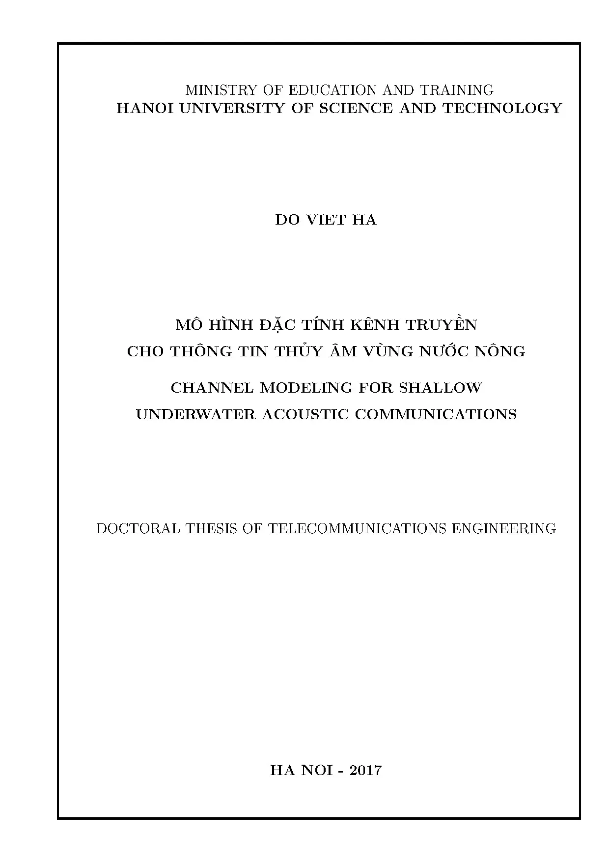 Luận án tiến sĩ mô hình đặc tính kênh truyền cho thông tin t