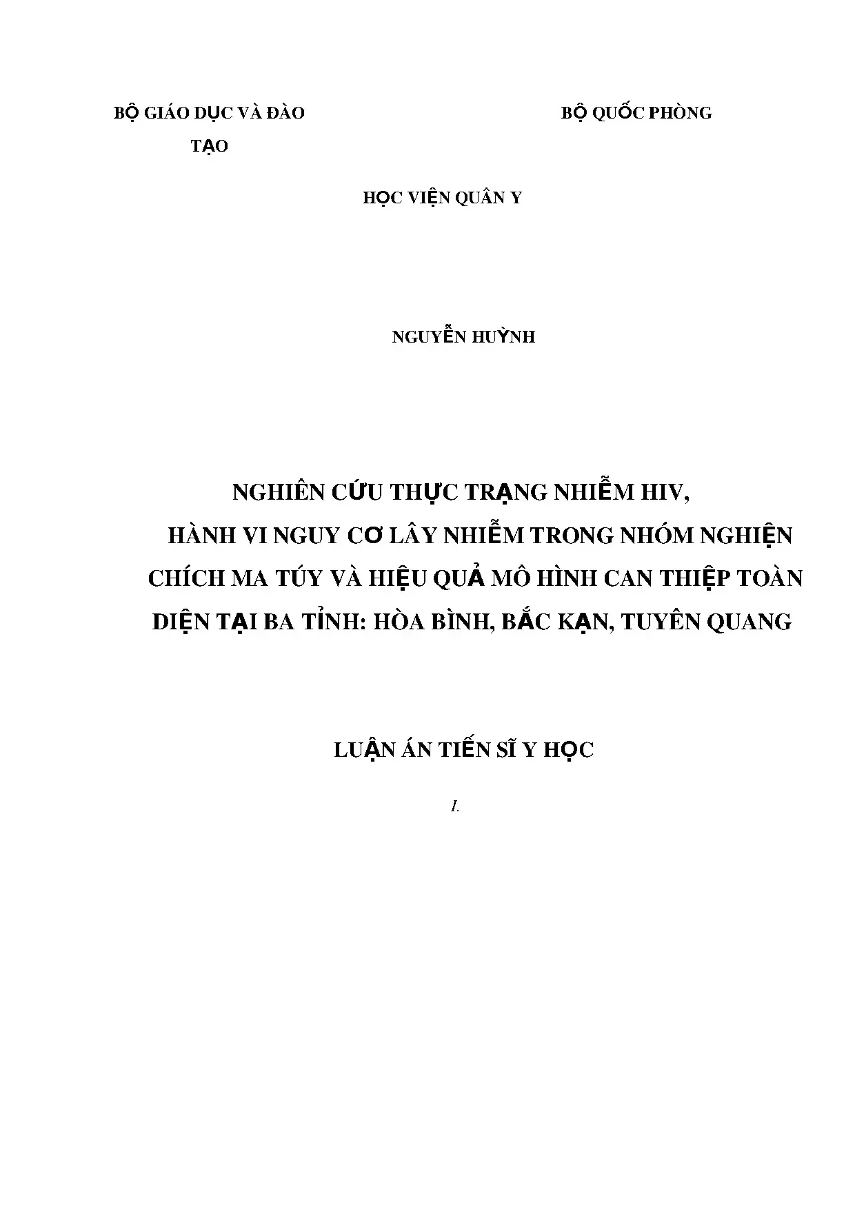 Luận án tiến sĩ y học nghiên cứu thực trạng nhiễm hiv hành v
