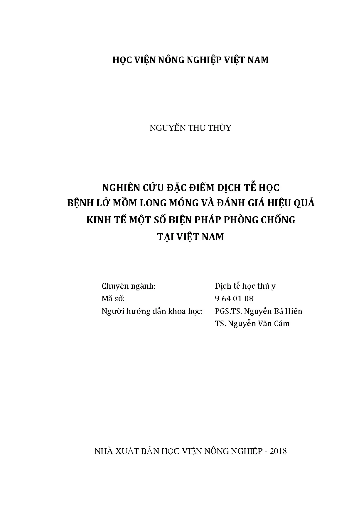 Nghiên cứu đặc điểm dịch tễ học bệnh lở mồm long móng và đán