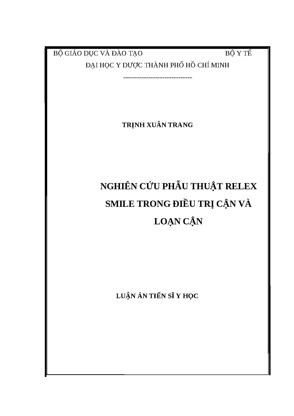 Luận án tiến sĩ nghiên cứu phẫu thuật relex smile trong điều