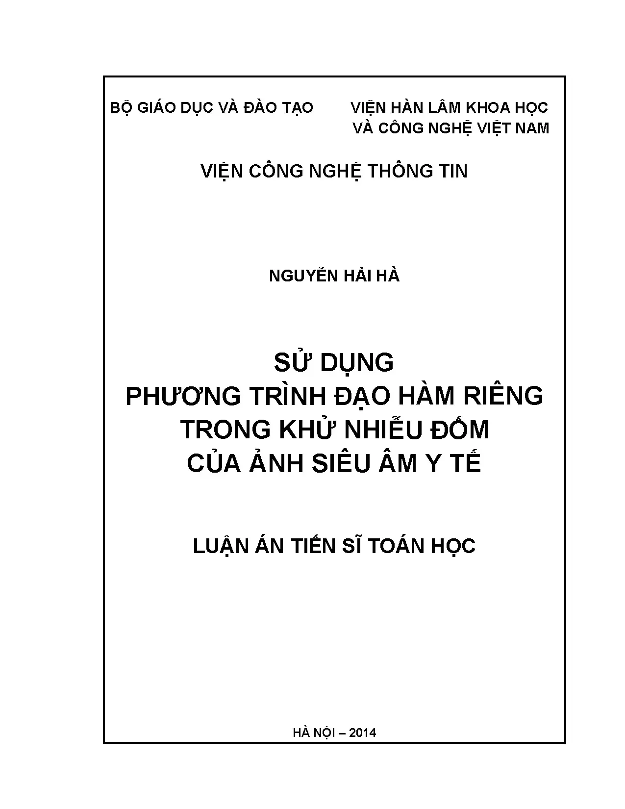 Sử dụng phương trình đạo hàm riêng trong khử nhiễu đốm của ả