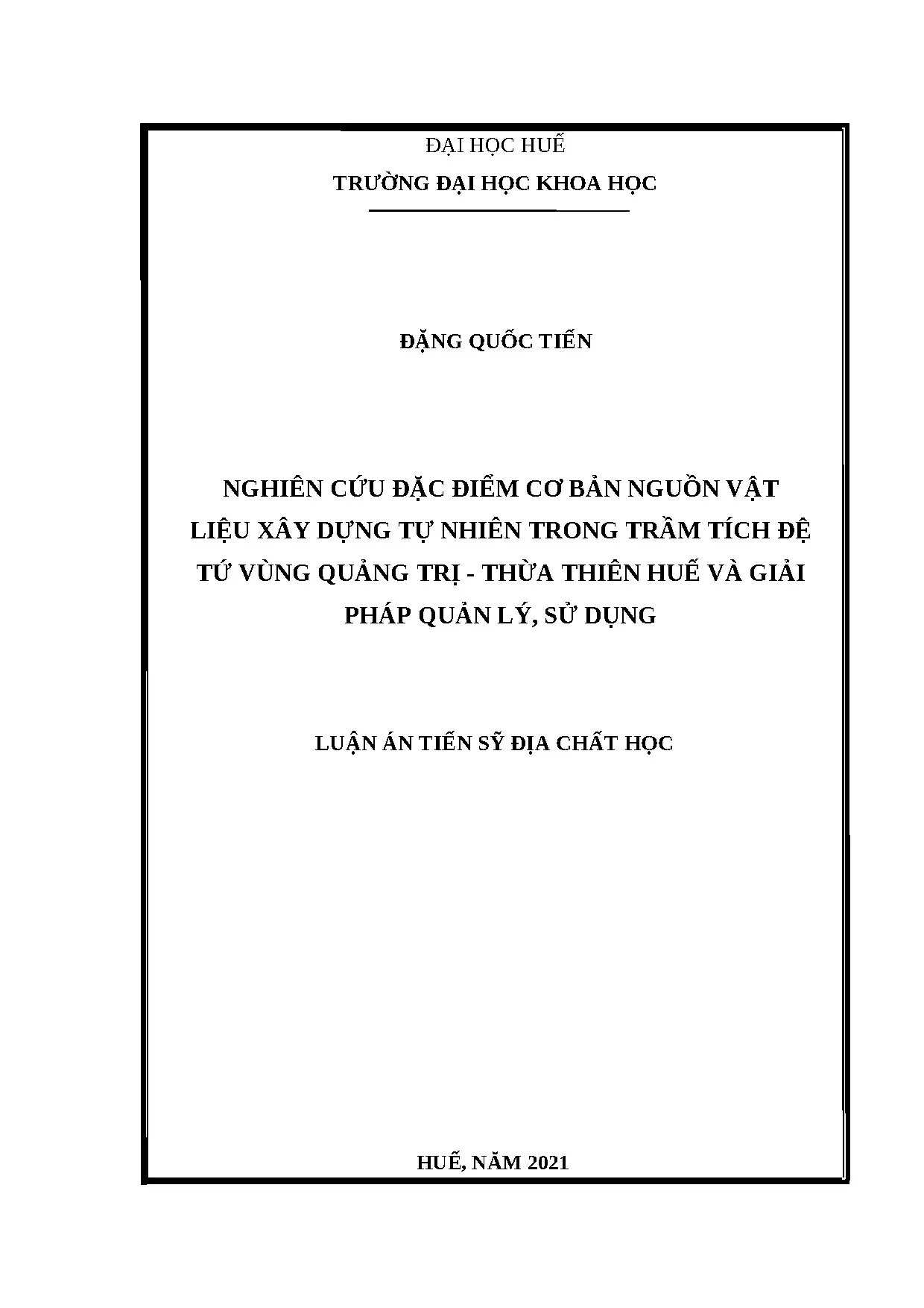 Luận án tiến sĩ nghiên cứu đặc điểm cơ bản nguồn vật liệu xâ