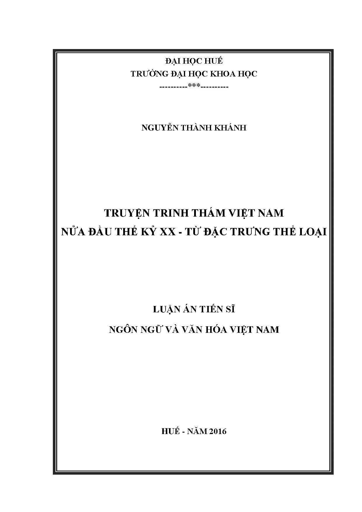 Truyện trinh thám Việt Nam nửa đầu TK XX: Đặc trưng thể loại