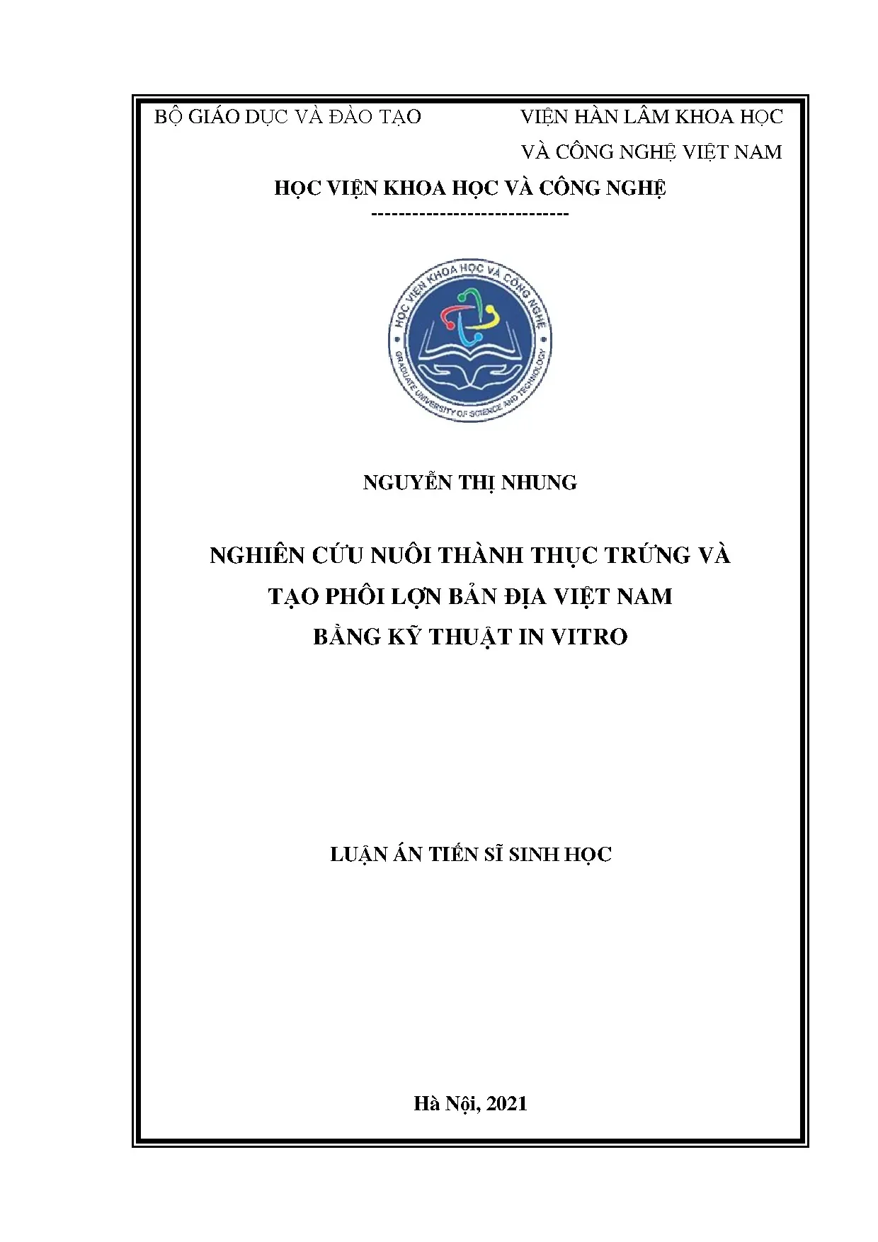 Nghiên cứu nuôi thành thục trứng lợn bản địa