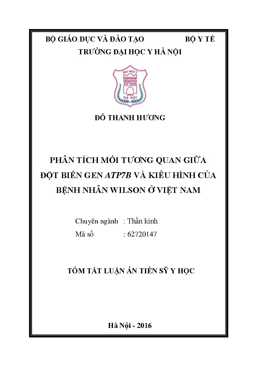Tóm tắt luận án tiến sĩ y học phân tích mối tương quan giữa