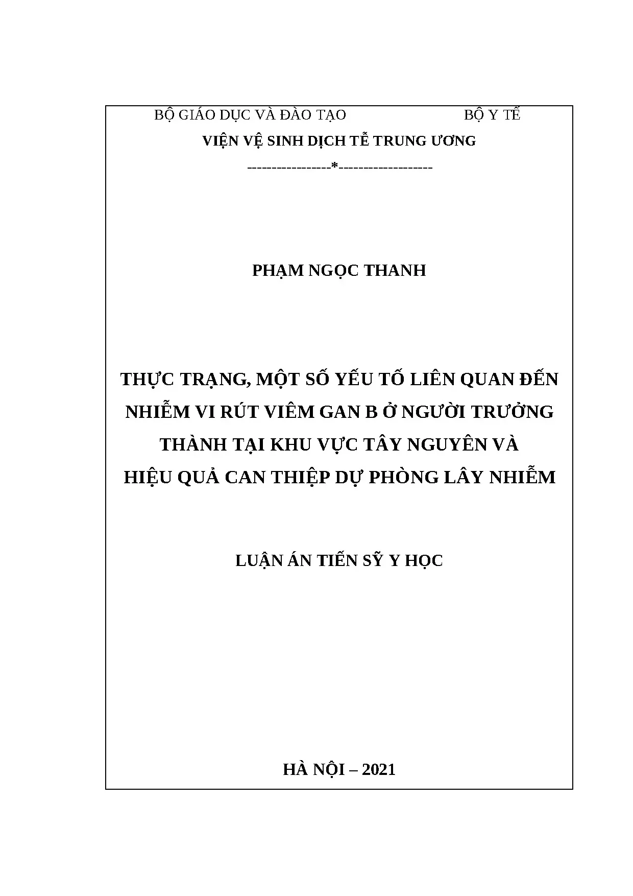 Luận án tiến sĩ thực trạng một số yếu tố liên quan đến nhiễm