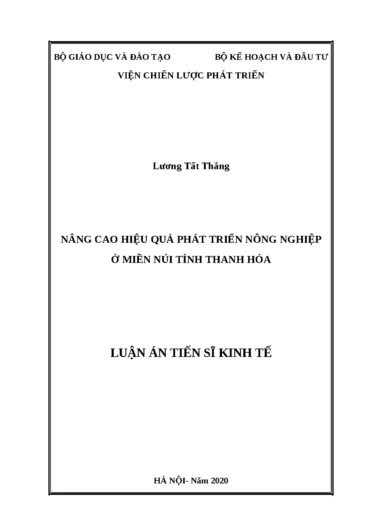Luận án tiến sĩ kinh tế phát triển full nâng cao hiệu quả ph