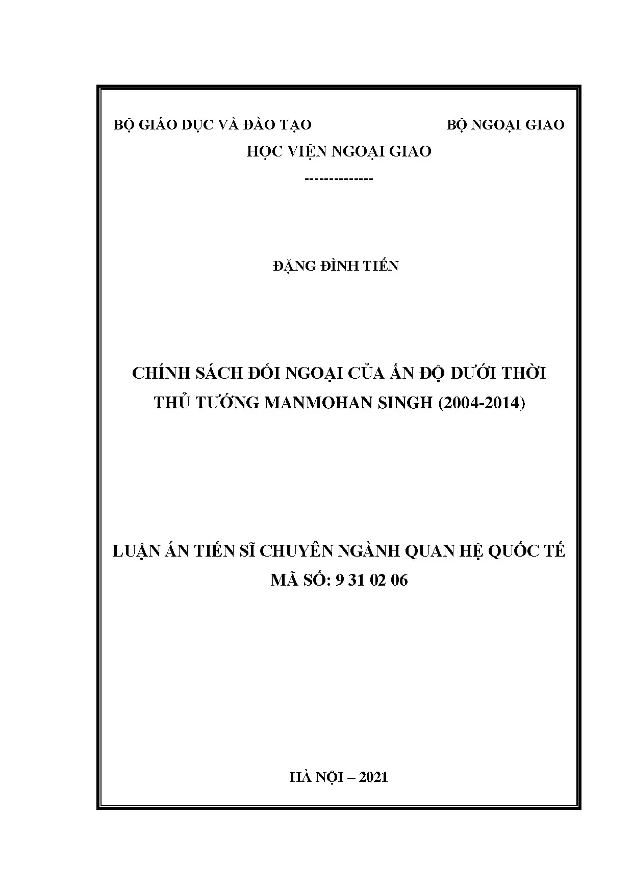 Chính sách đối ngoại của ấn độ dưới thời thủ tướng manmohan