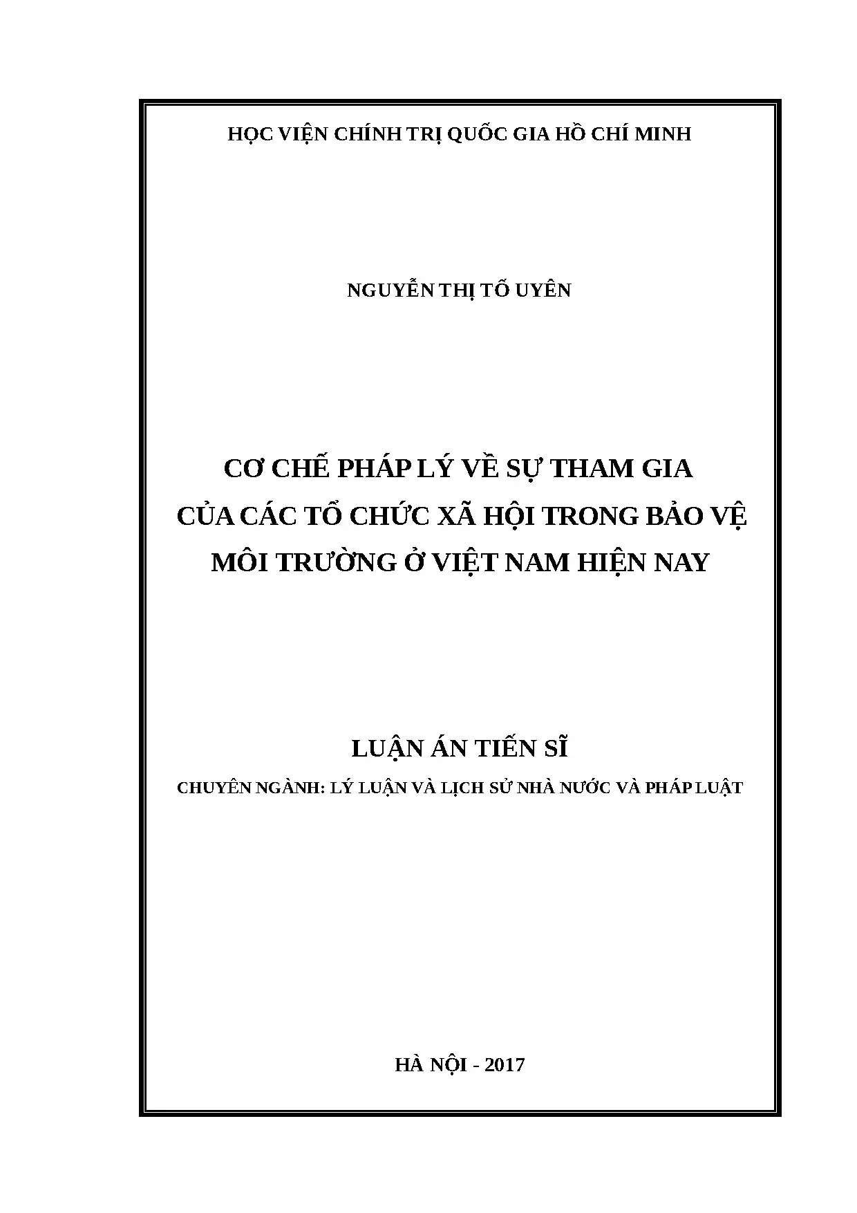 Luận án tiến sĩ cơ chế pháp lý về sự tham gia của các tổ chứ