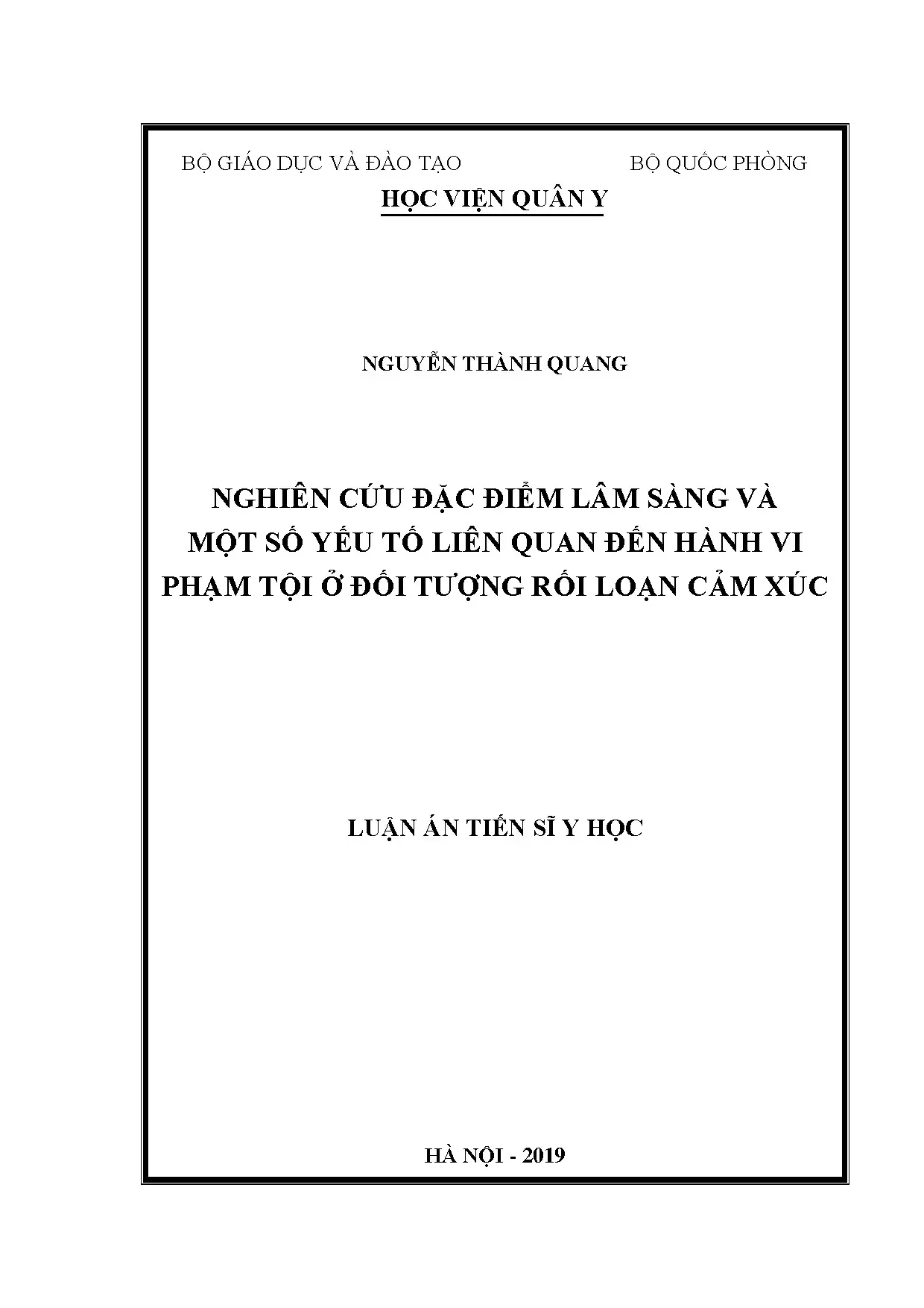 Luận án tiến sĩ y học nghiên cứu đặc điểm lâm sàng và một số