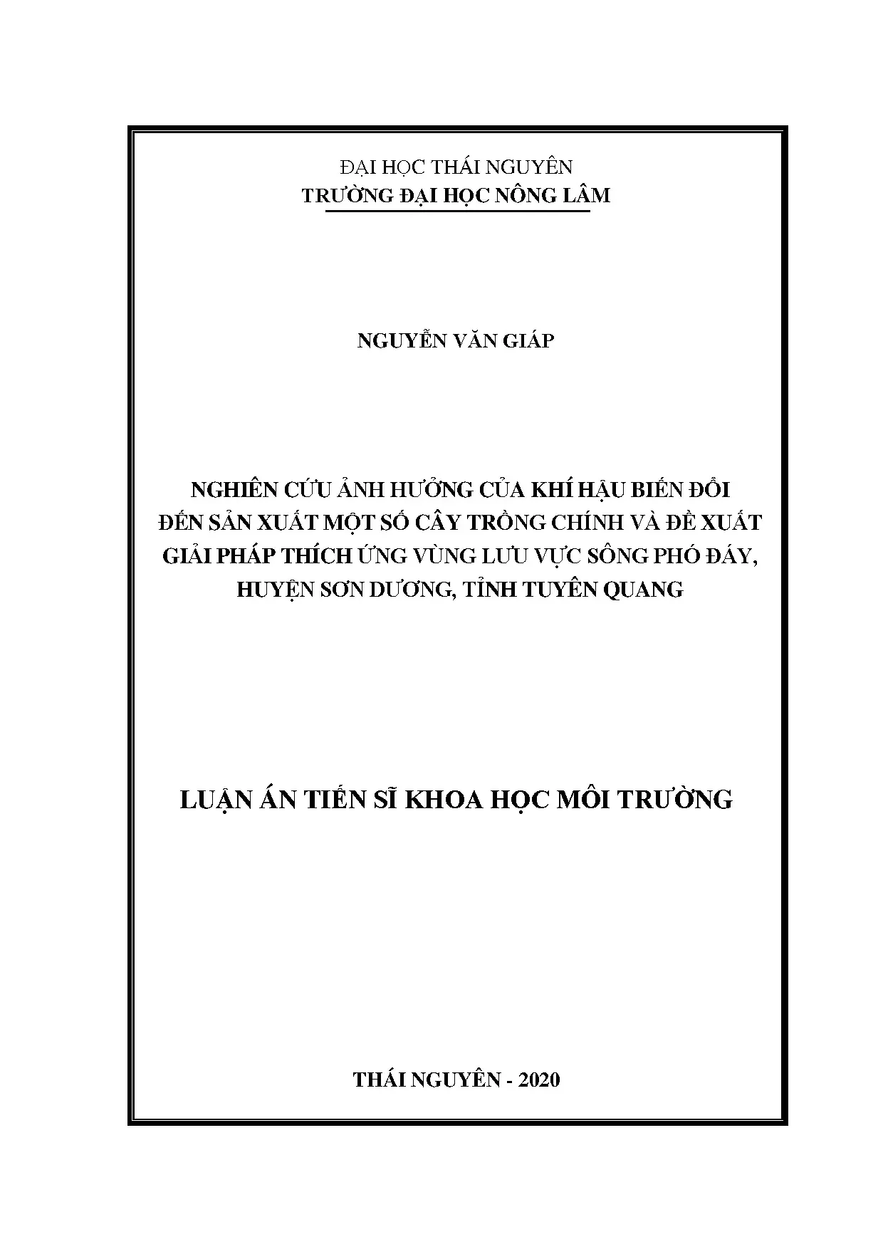 Luận án tiến sĩ nghiên cứu ảnh hưởng của khí hậu biến đổi đế