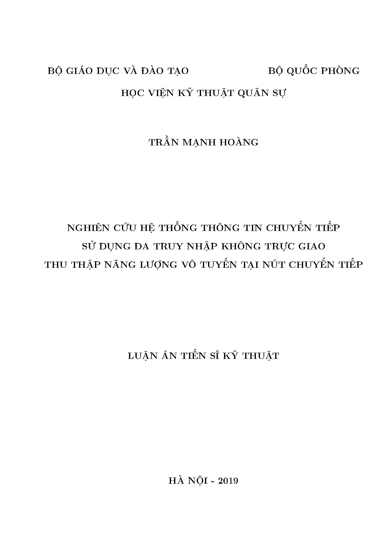 Luận án tiến sĩ kỹ thuật nghiên cứu hệ thống thông tin chuyể