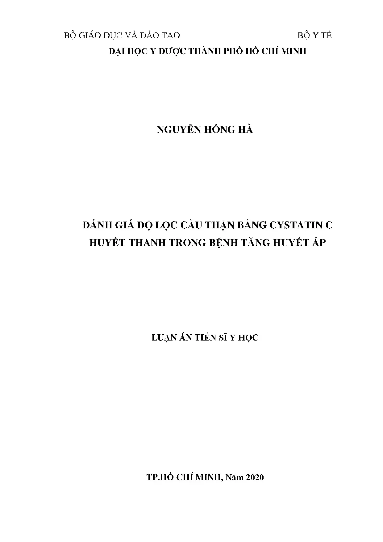 Đánh giá GFR bằng Cystatin C trong Tăng huyết áp