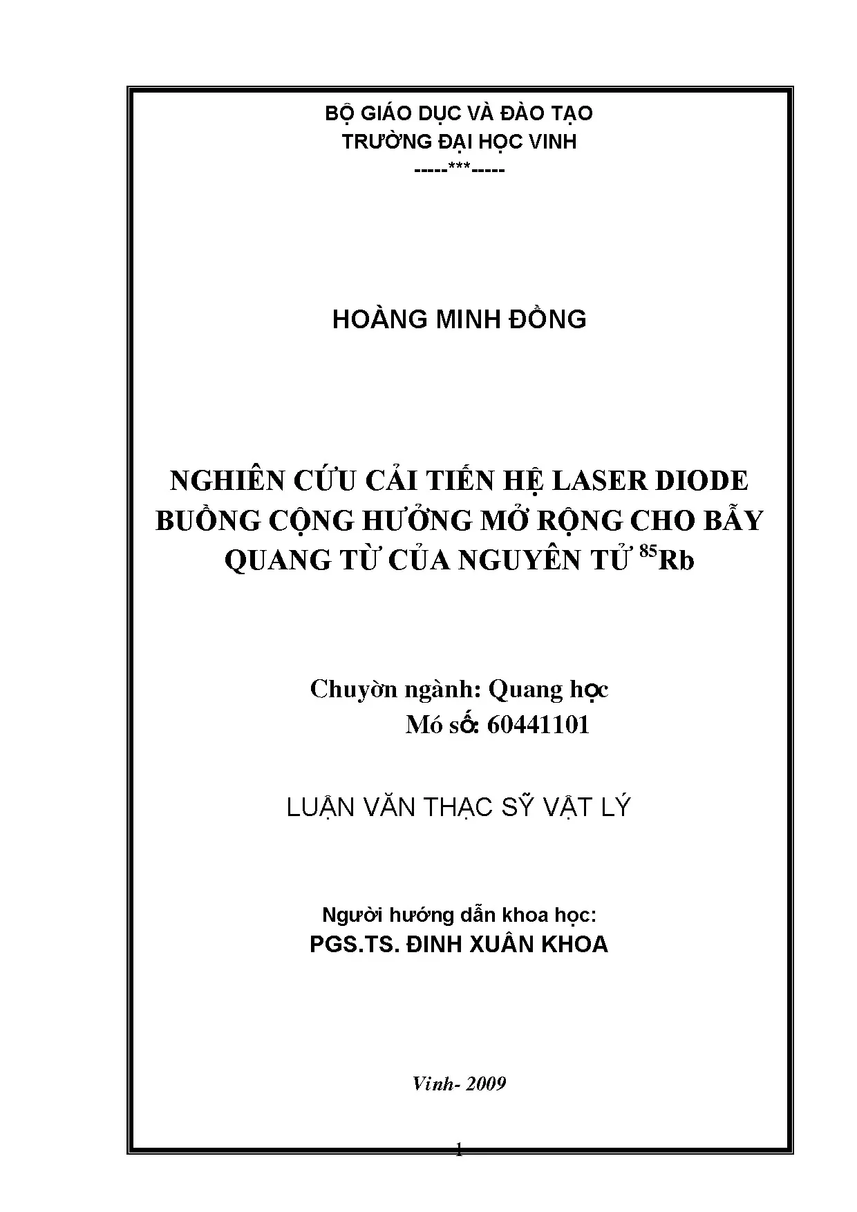 Nghiên cứu cải tiến hệ laser diode buồng cộng hưởng mở rộng