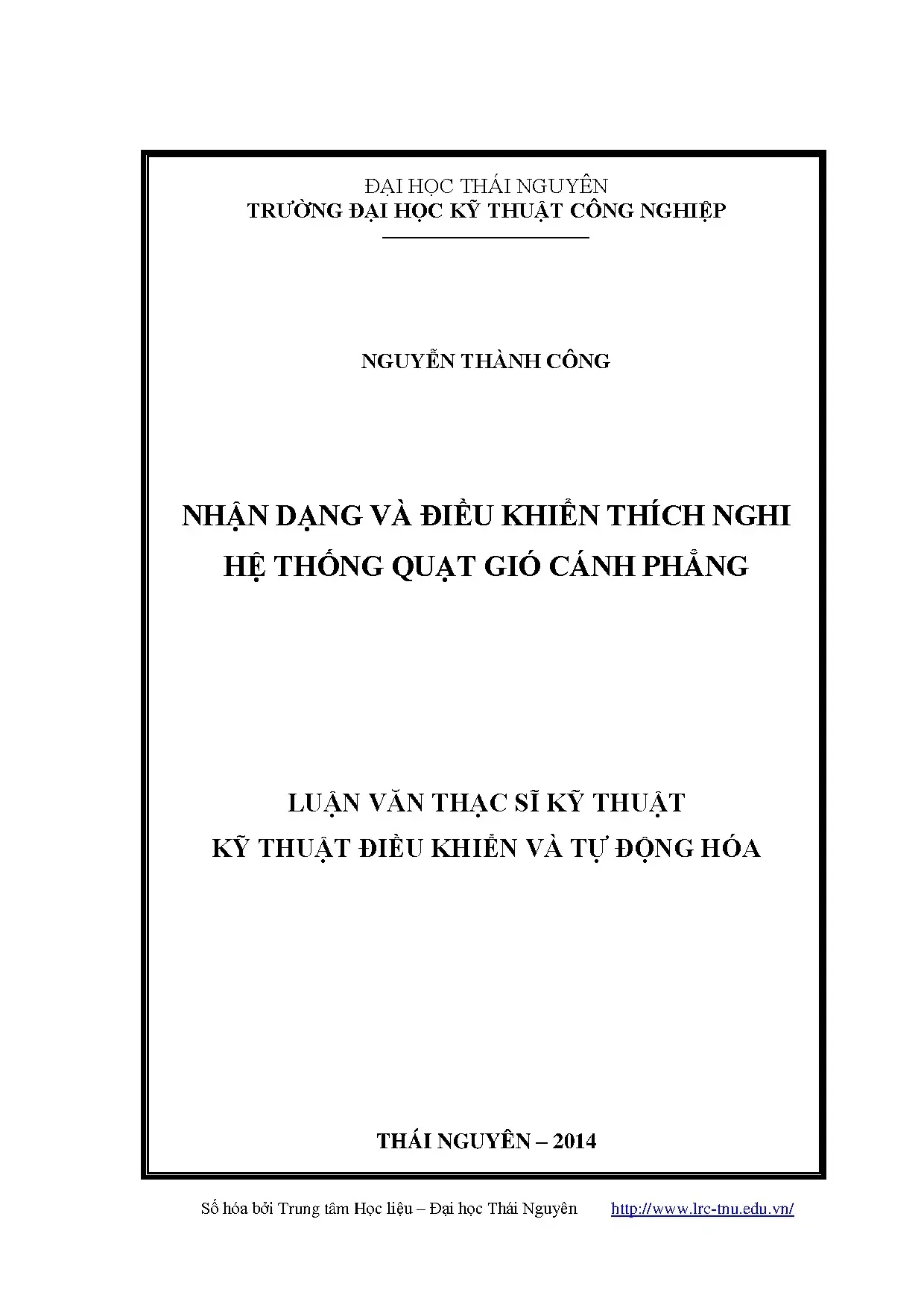 Nhận dạng và điều khiển thích nghi hệ hống quạt gió cánh phẳ