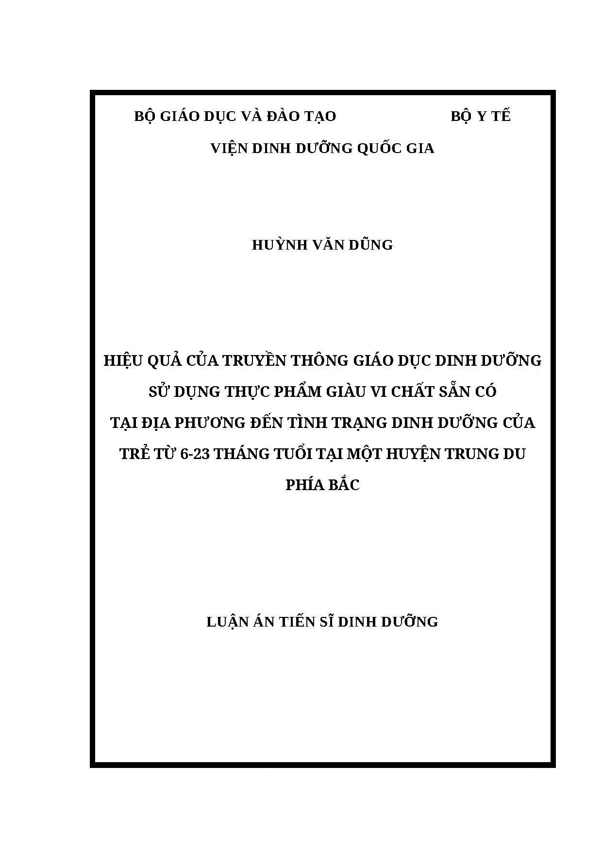 Luận án tiến sĩ dinh dưỡng hiệu quả của truyền thông giáo dụ