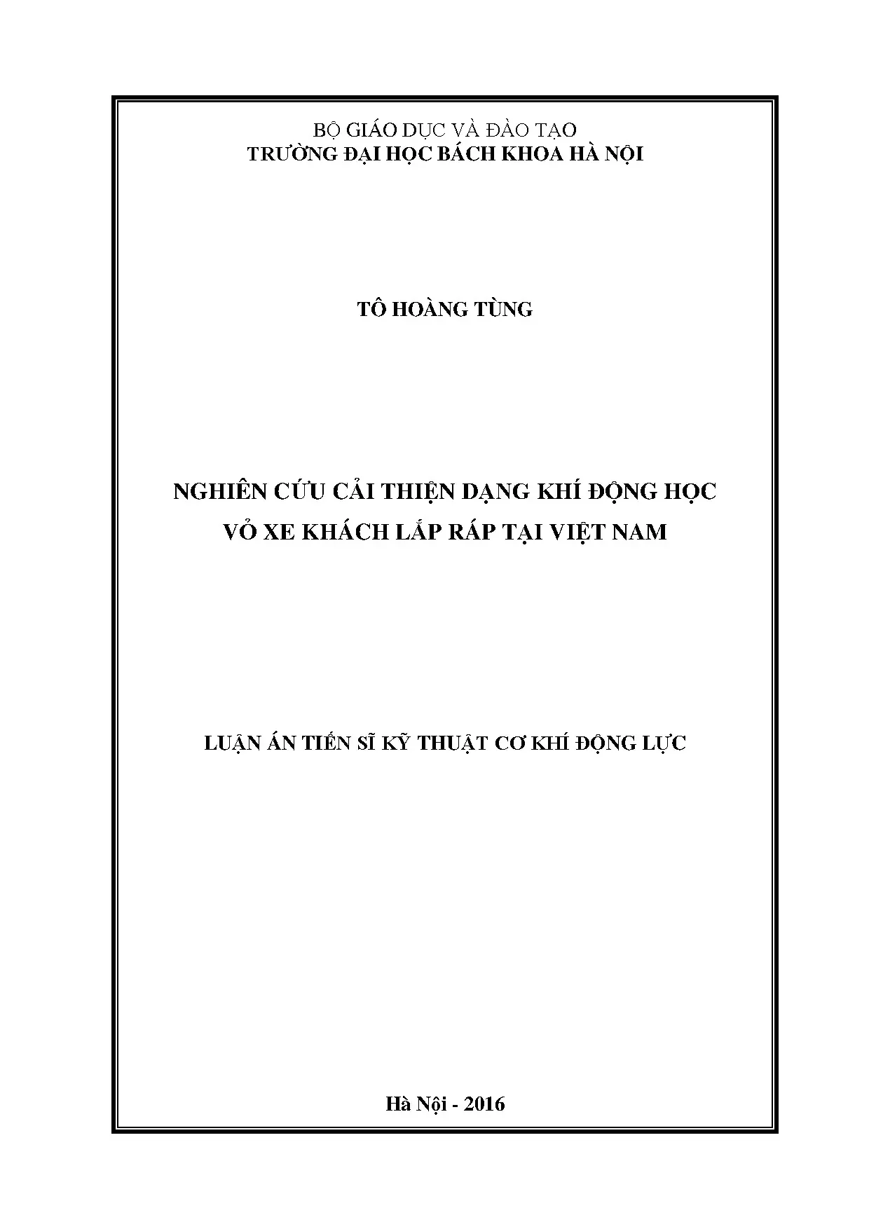 Luận án tiến sĩ cơ khí động lực nghiên cứu cải thiện dạng kh