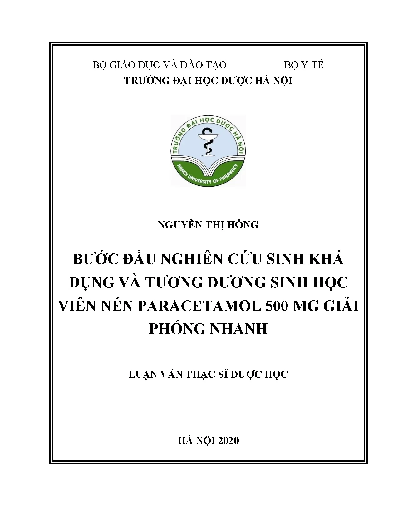 Bước đầu nghiên cứu sinh khả dụng và tương đương sinh học vi