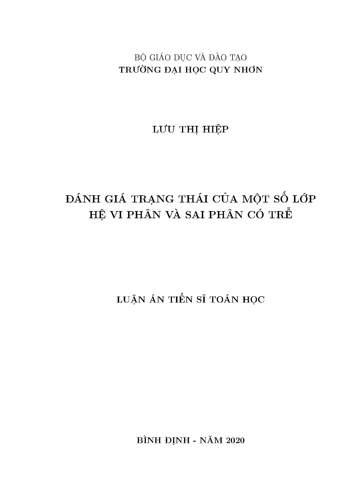 Luận án Toán học: Hệ vi phân, sai phân có trễ