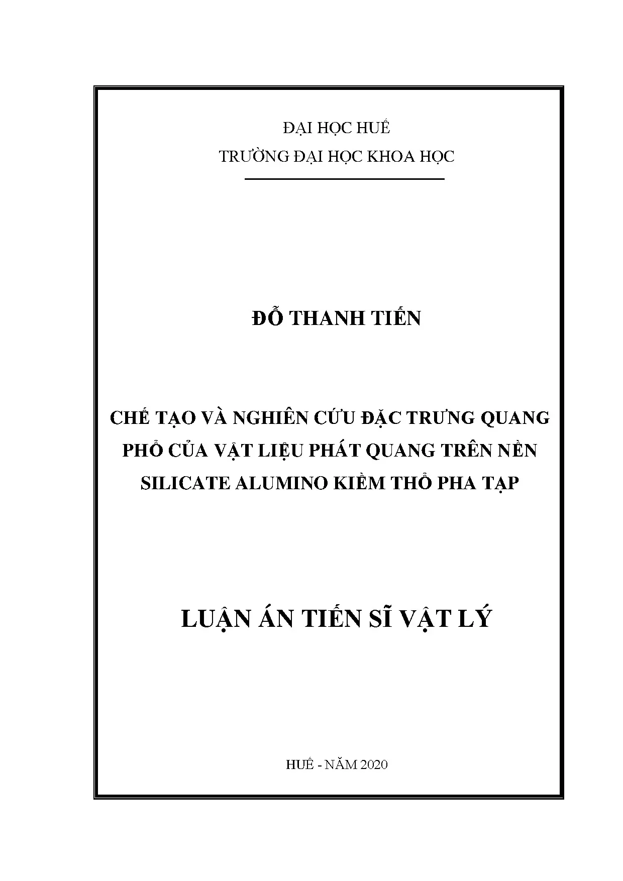 Luận án tiến sĩ chế tạo và nghiên cứu đặc trưng quang phổ củ