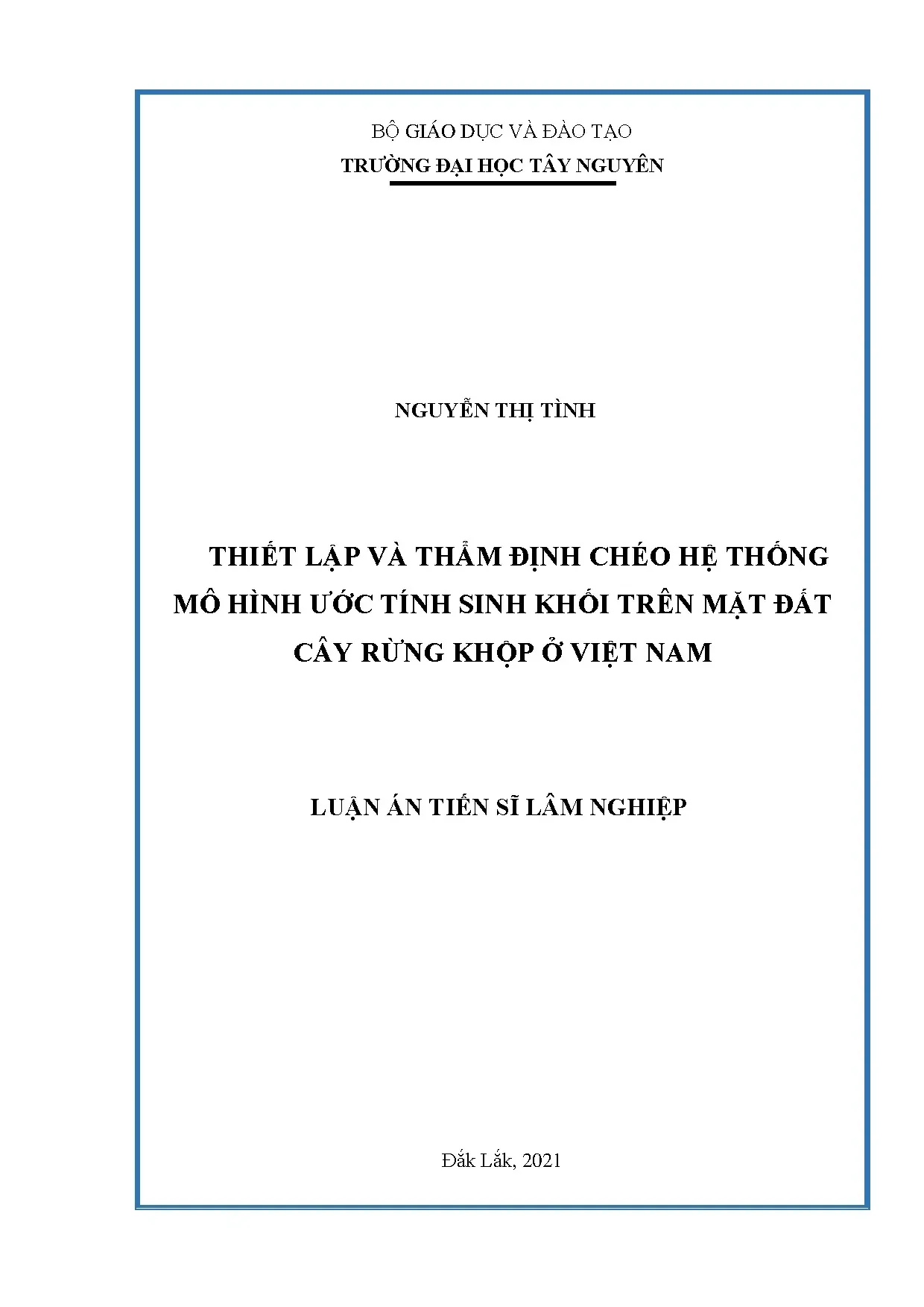 Thiết lập và thẩm định chéo hệ thống mô hình ước tính sinh k