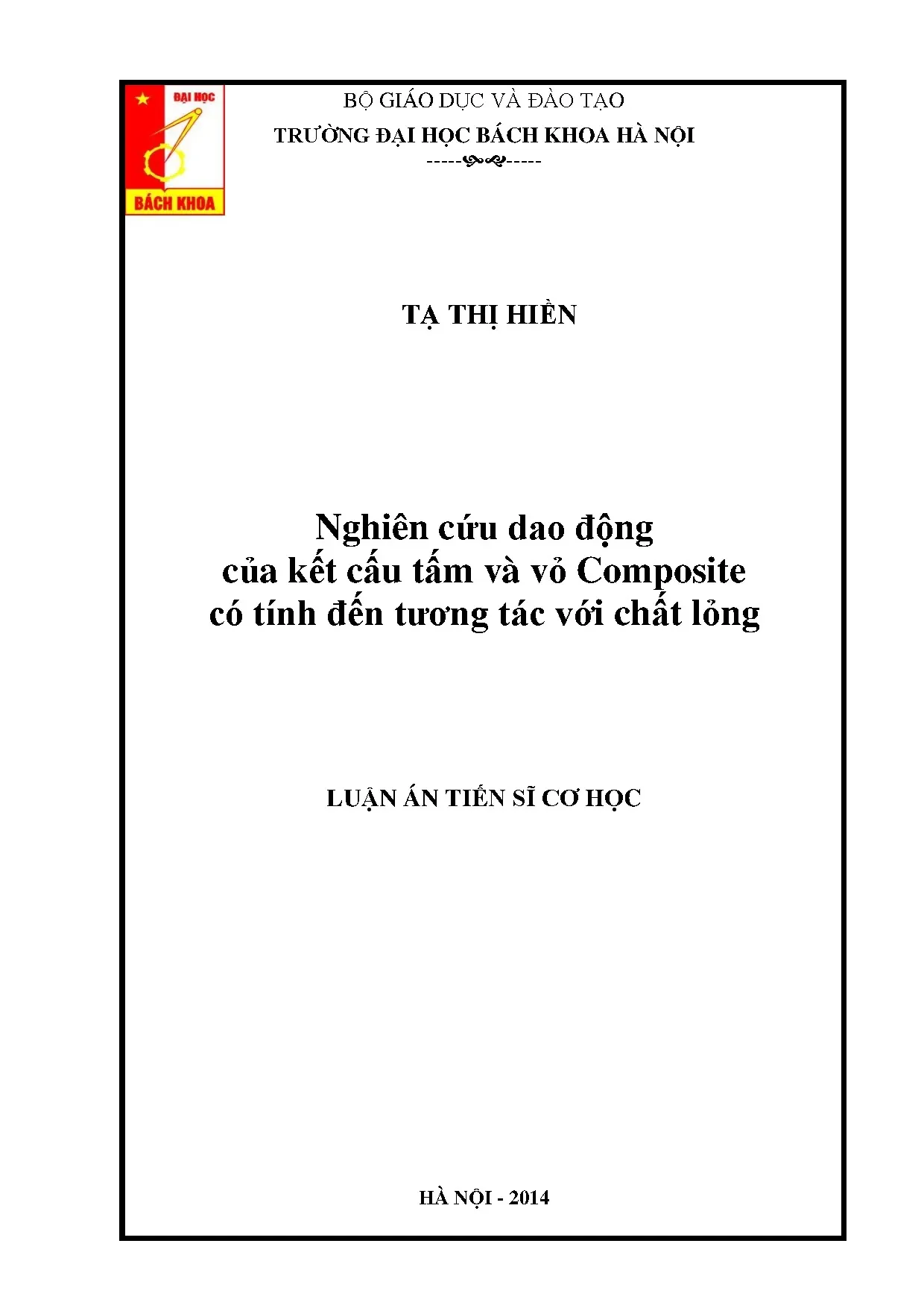 Dao động kết cấu Composite: Tấm, vỏ và tương tác chất lỏng