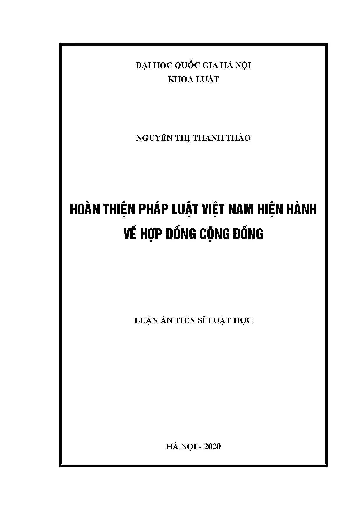 Hoàn thiện pháp luật Việt Nam về hợp đồng cộng đồng