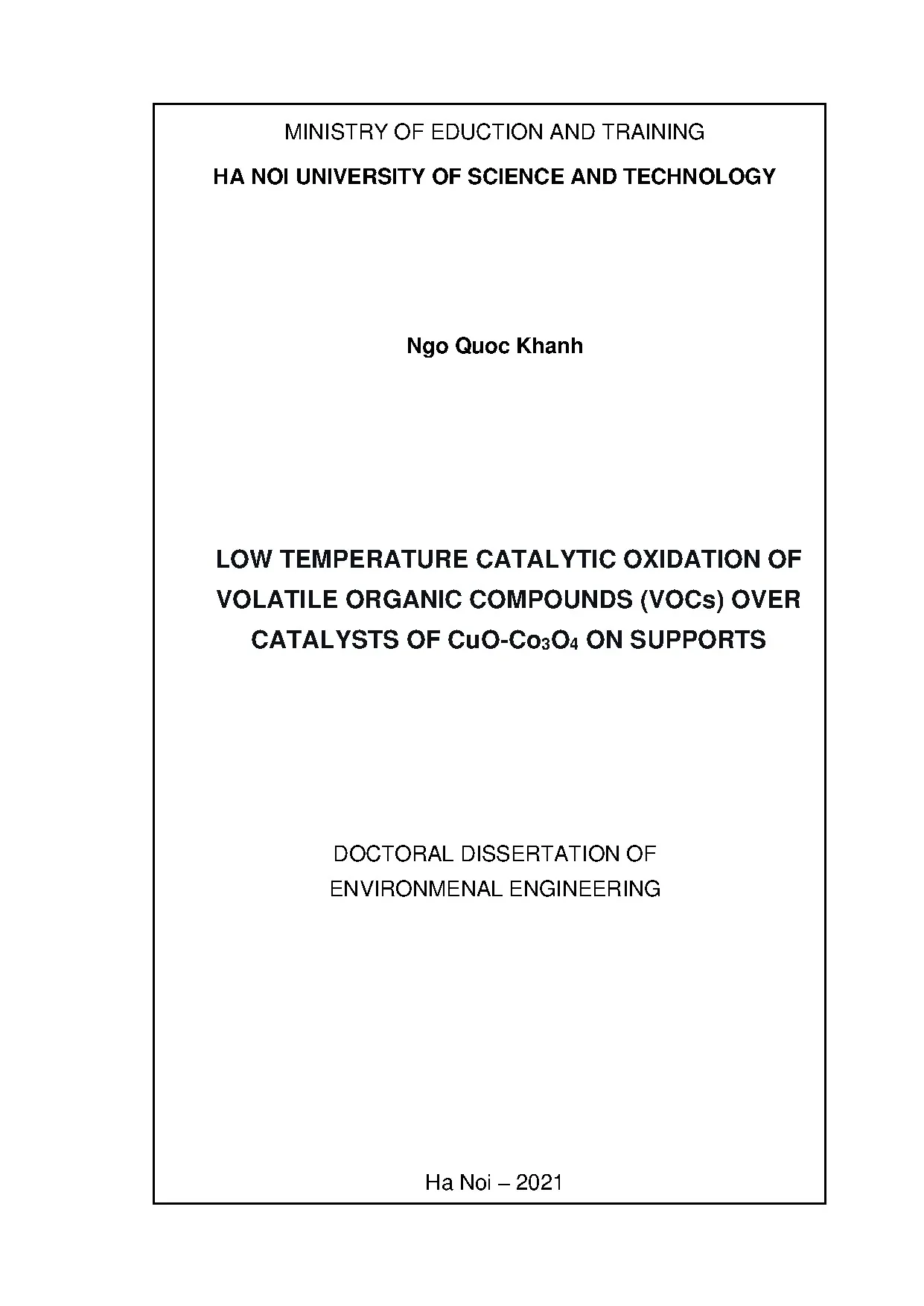 Xúc tác CuO-Co3O4 xử lý hơi dung môi hữu cơ