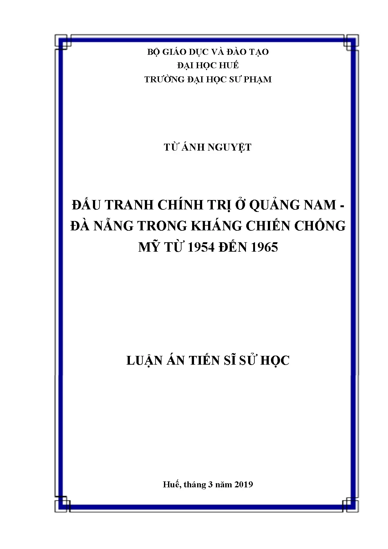 Đấu tranh chính trị Quảng Nam - Đà Nẵng 1954-1965