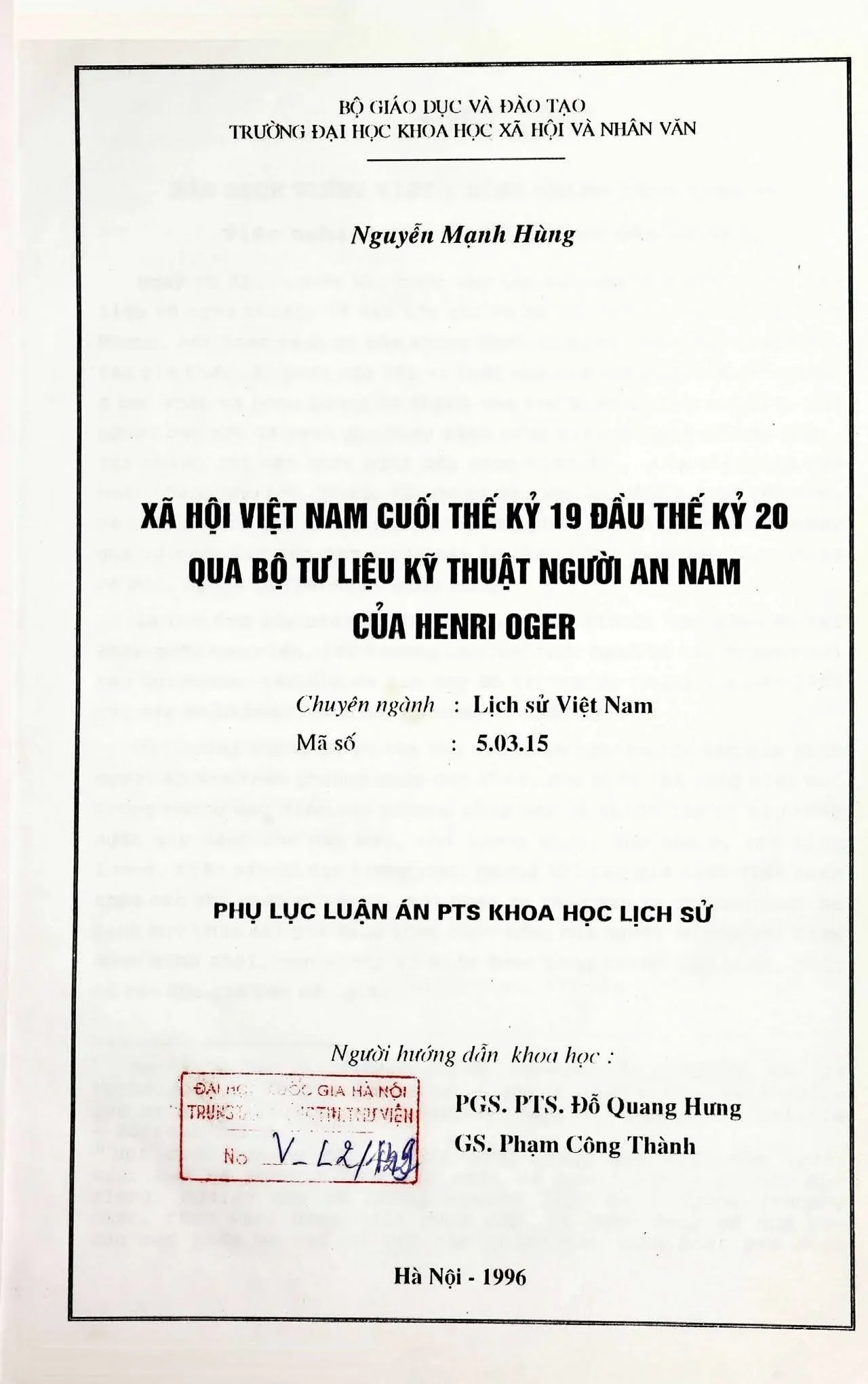 Luận án tiến sĩ xã hội việt nam cuối thế kỷ 19 đầu thế kỷ 20