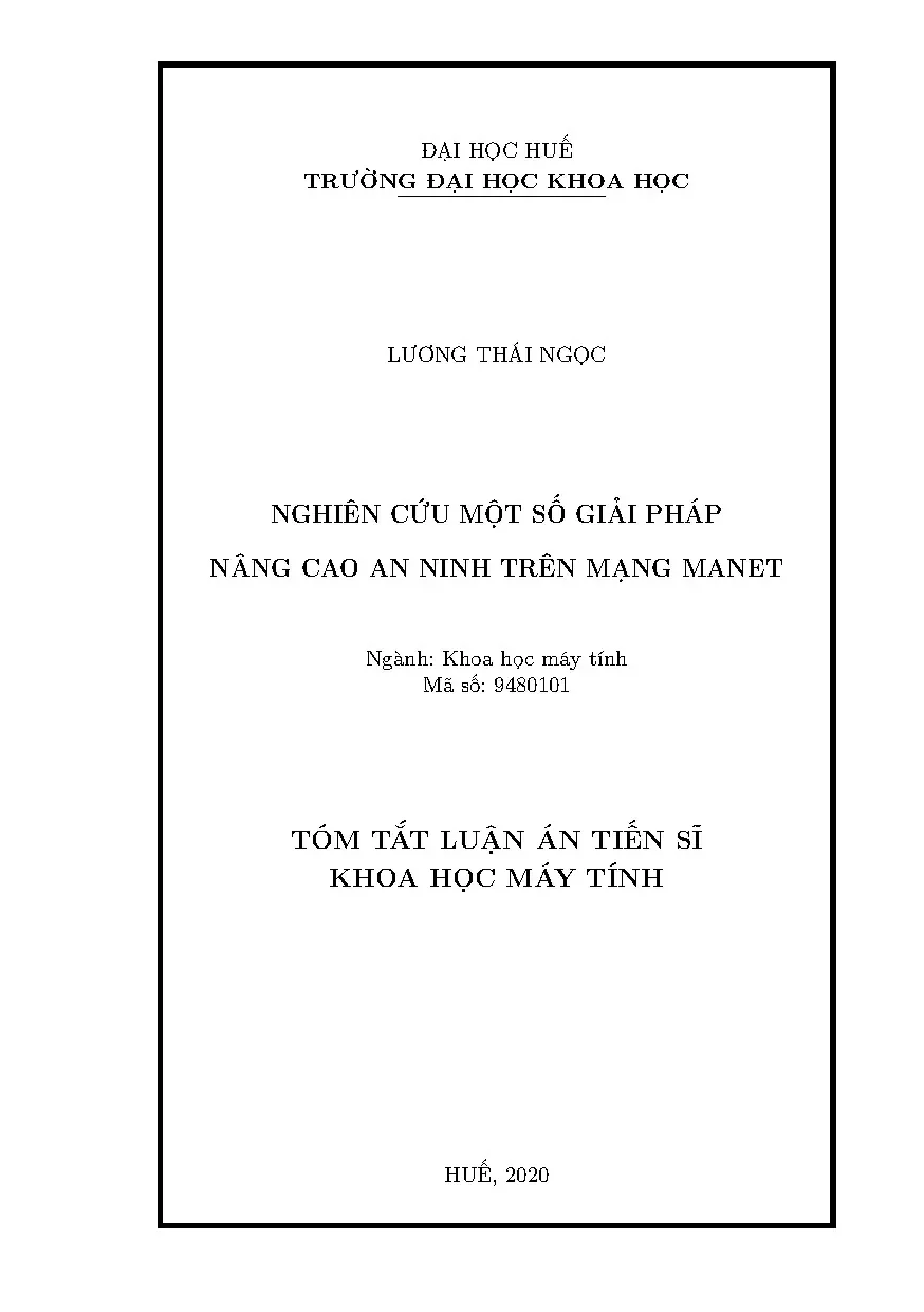 Nghiên cứu một số giải pháp nâng cao an ninh trên mạng manet