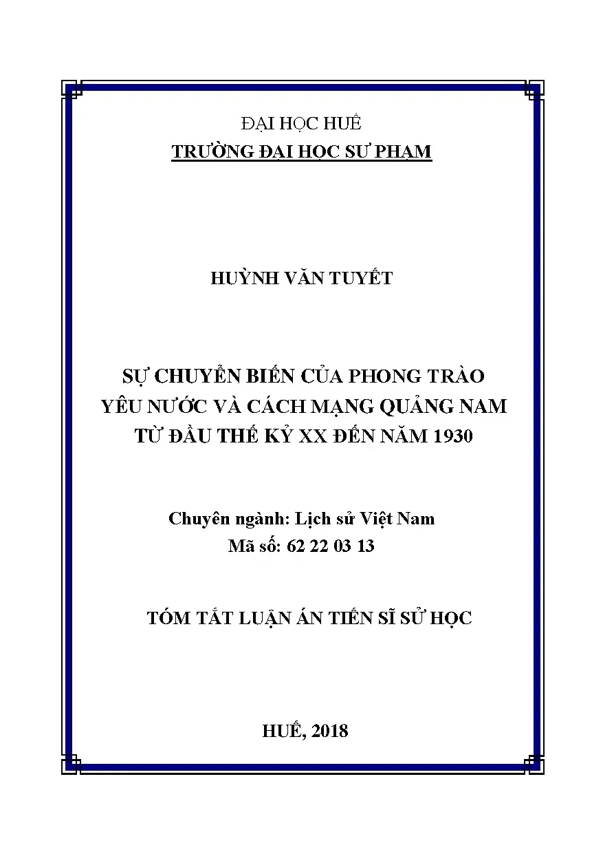 Sự chuyển biến của phong trào yêu nước Quảng Nam