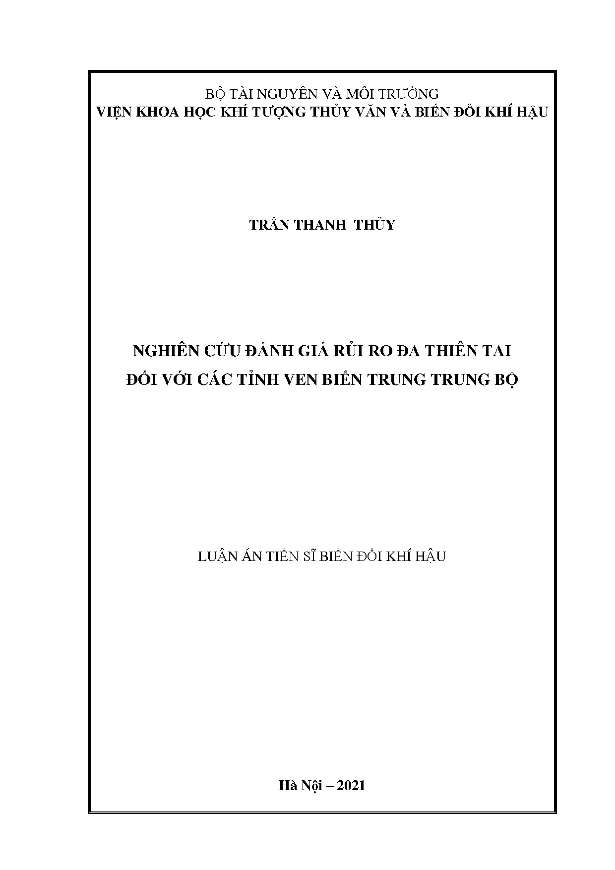 Đánh giá rủi ro đa thiên tai ven biển Trung Trung Bộ