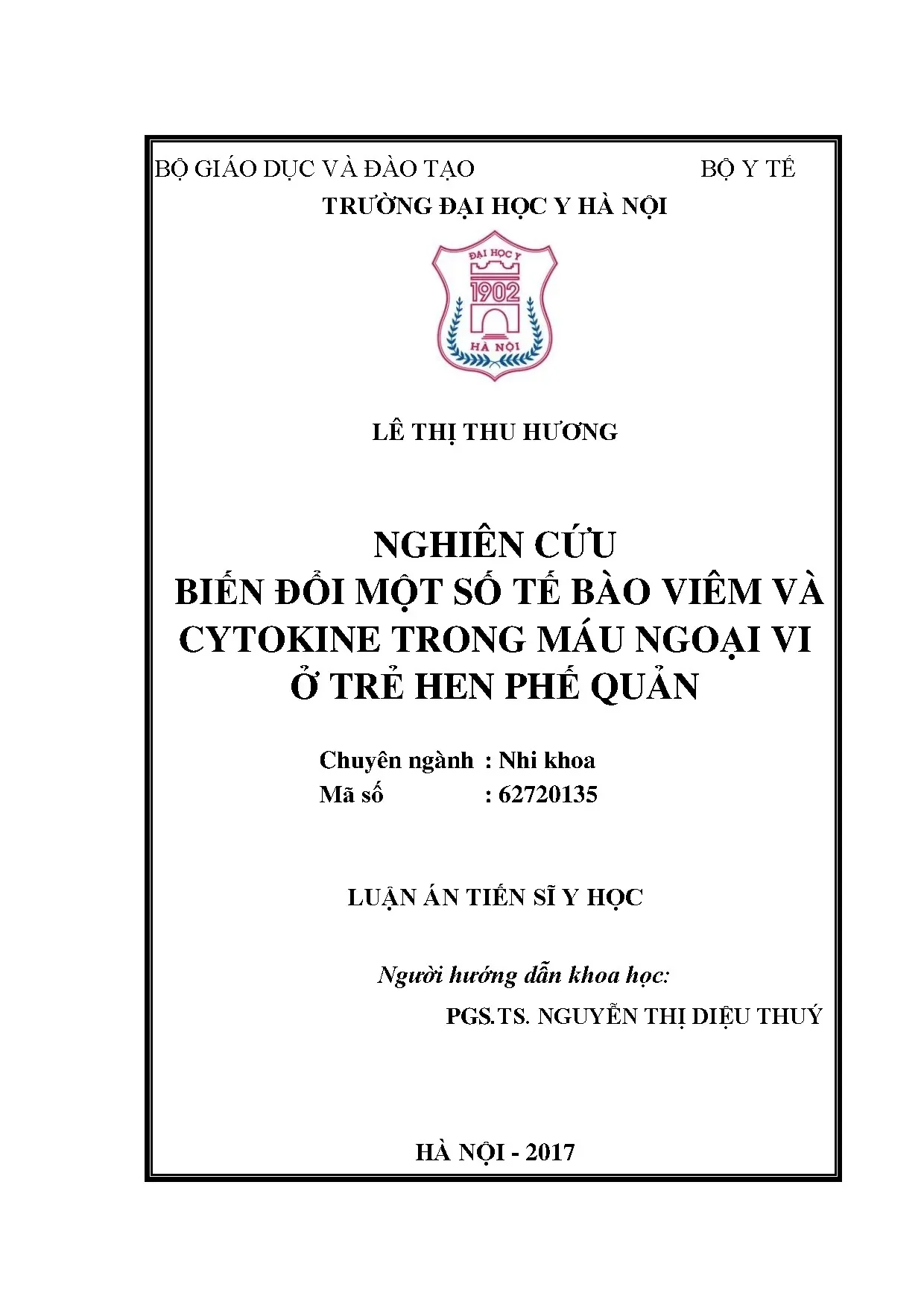 Nghiên cứu biến đổi tế bào viêm và cytokine trong hen phế quản